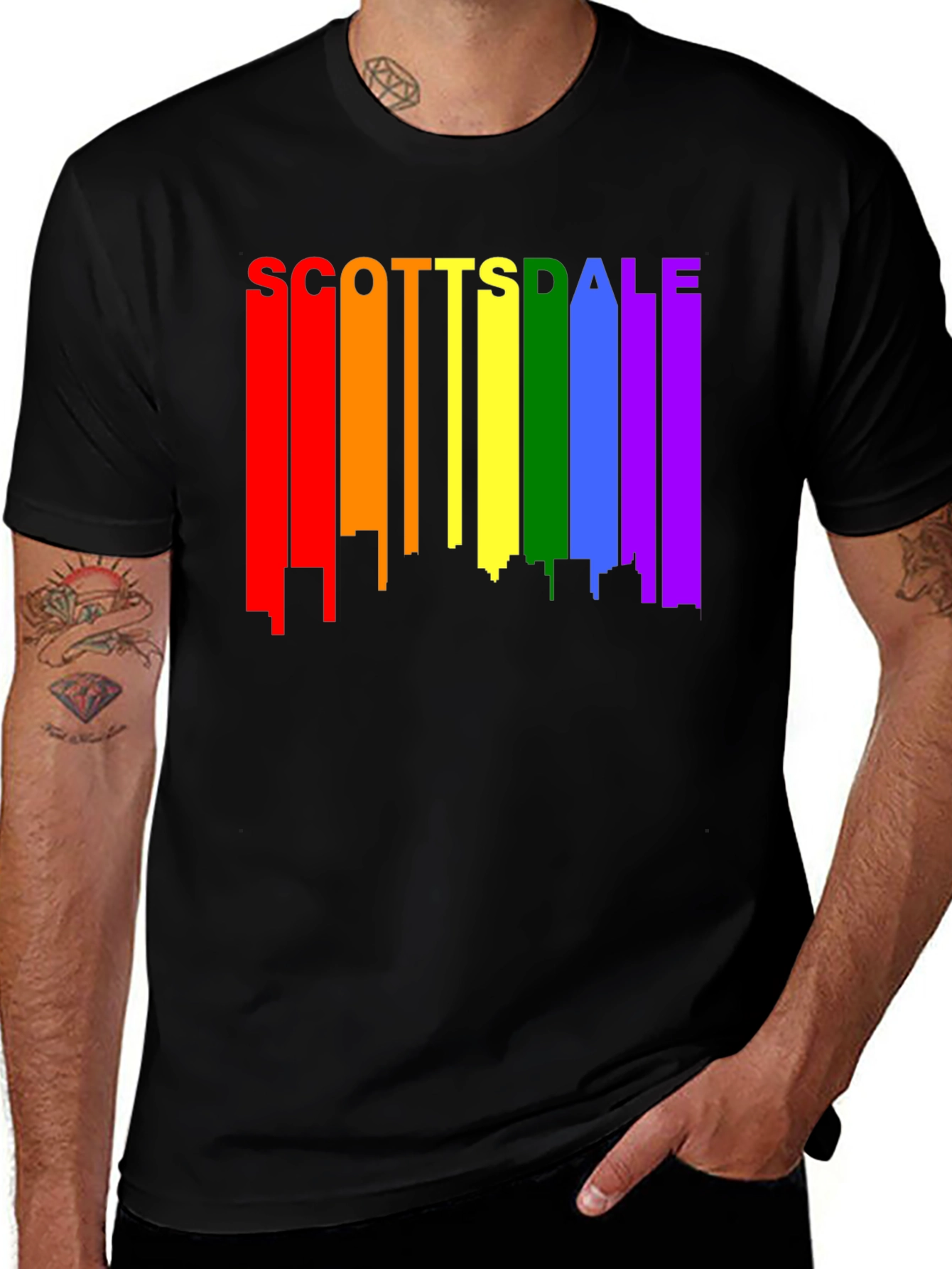 Scottsdale Pride T-Shirt - Rainbow Cityscape