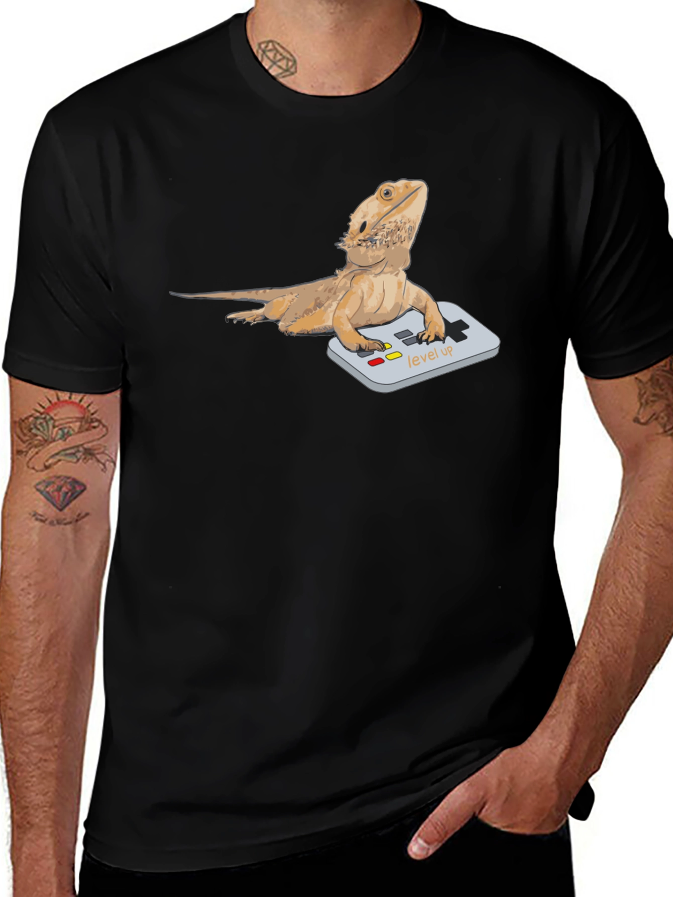 Bearded Dragon Gamer T-Shirt - Level Up Lizard Tee