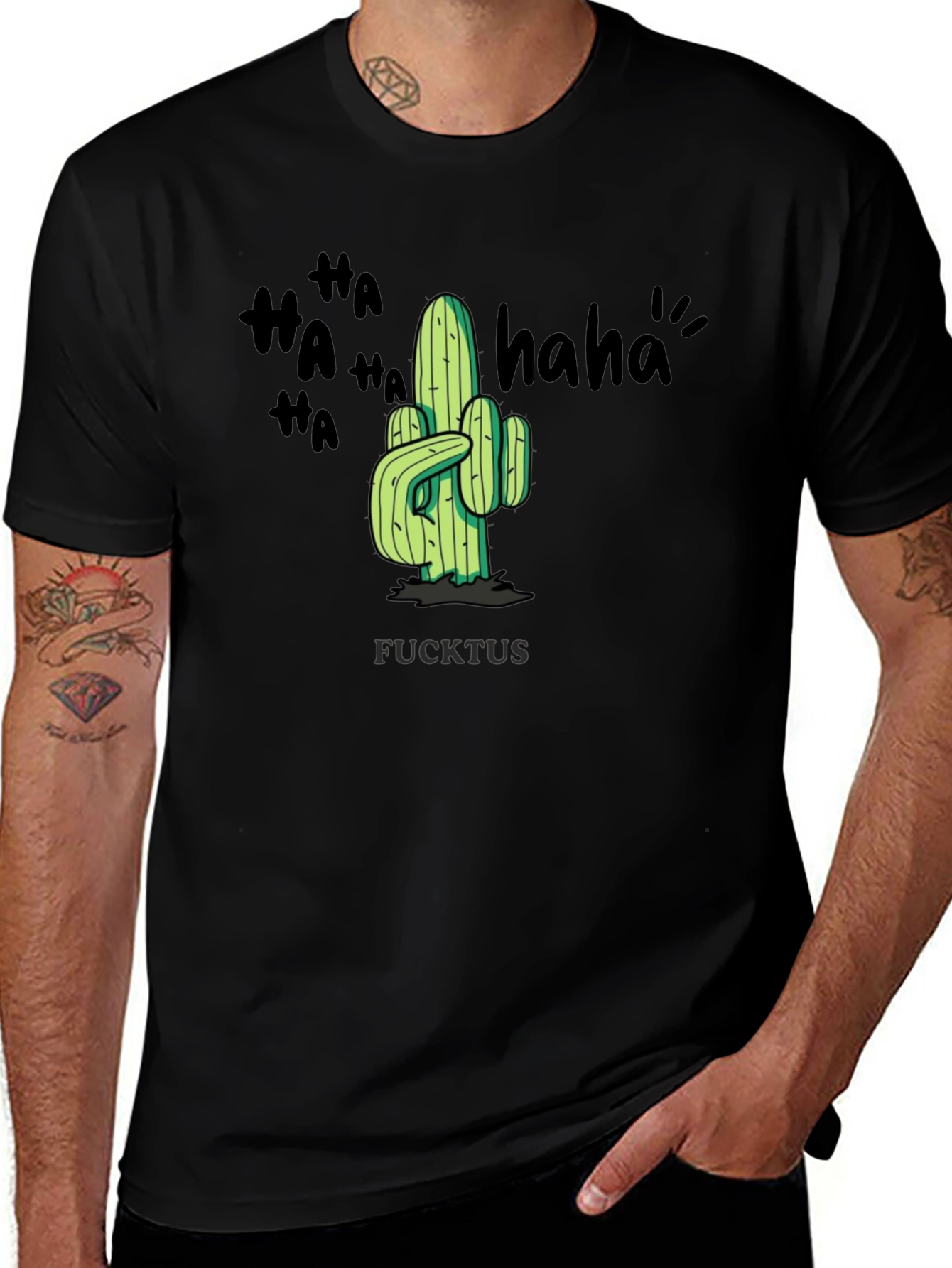 Variant 29 of Humorous "FUCKTUS" Cactus Graphic T-Shirt