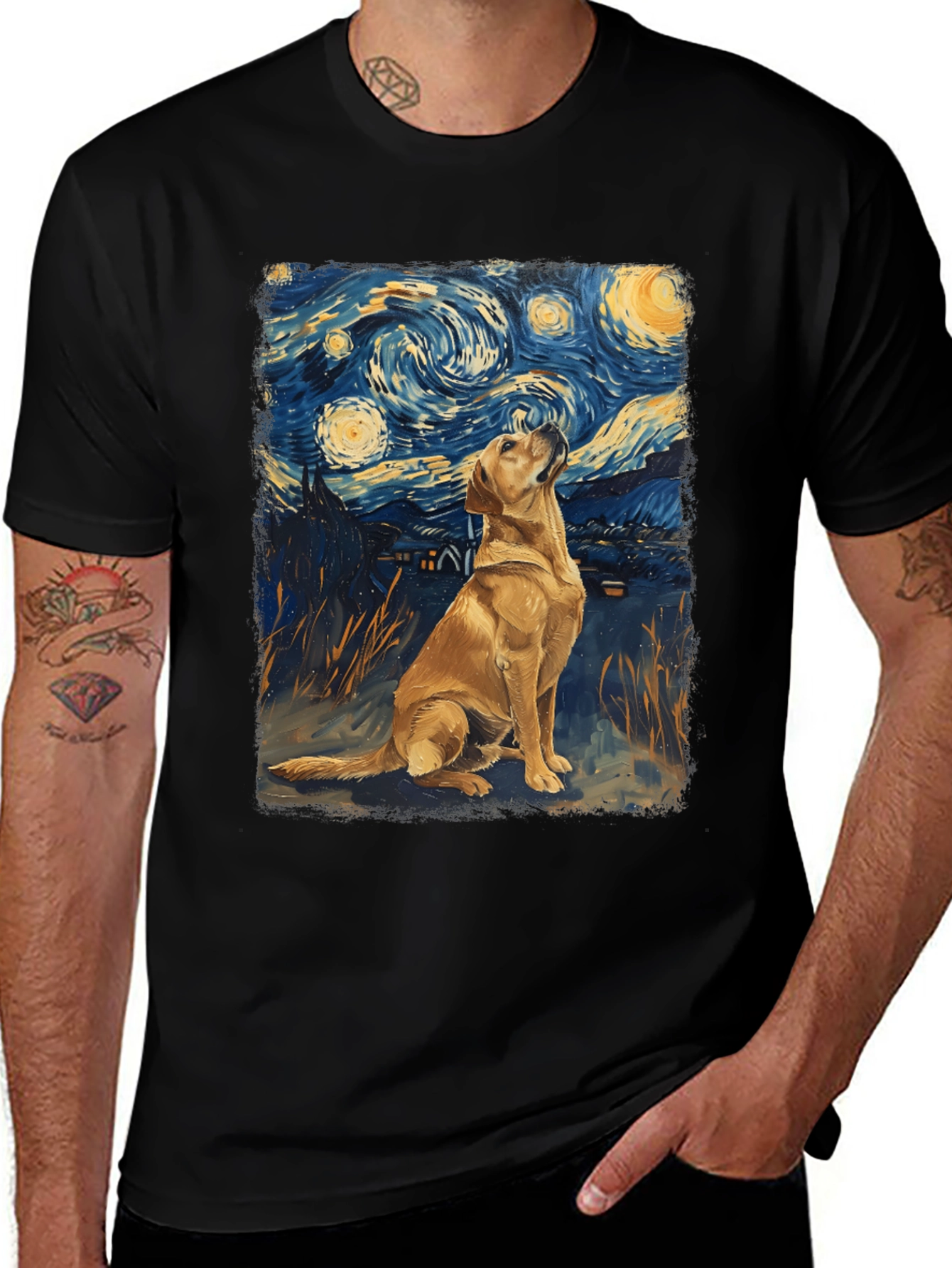 Variant 28 of Starry Night Dog Graphic T-Shirt