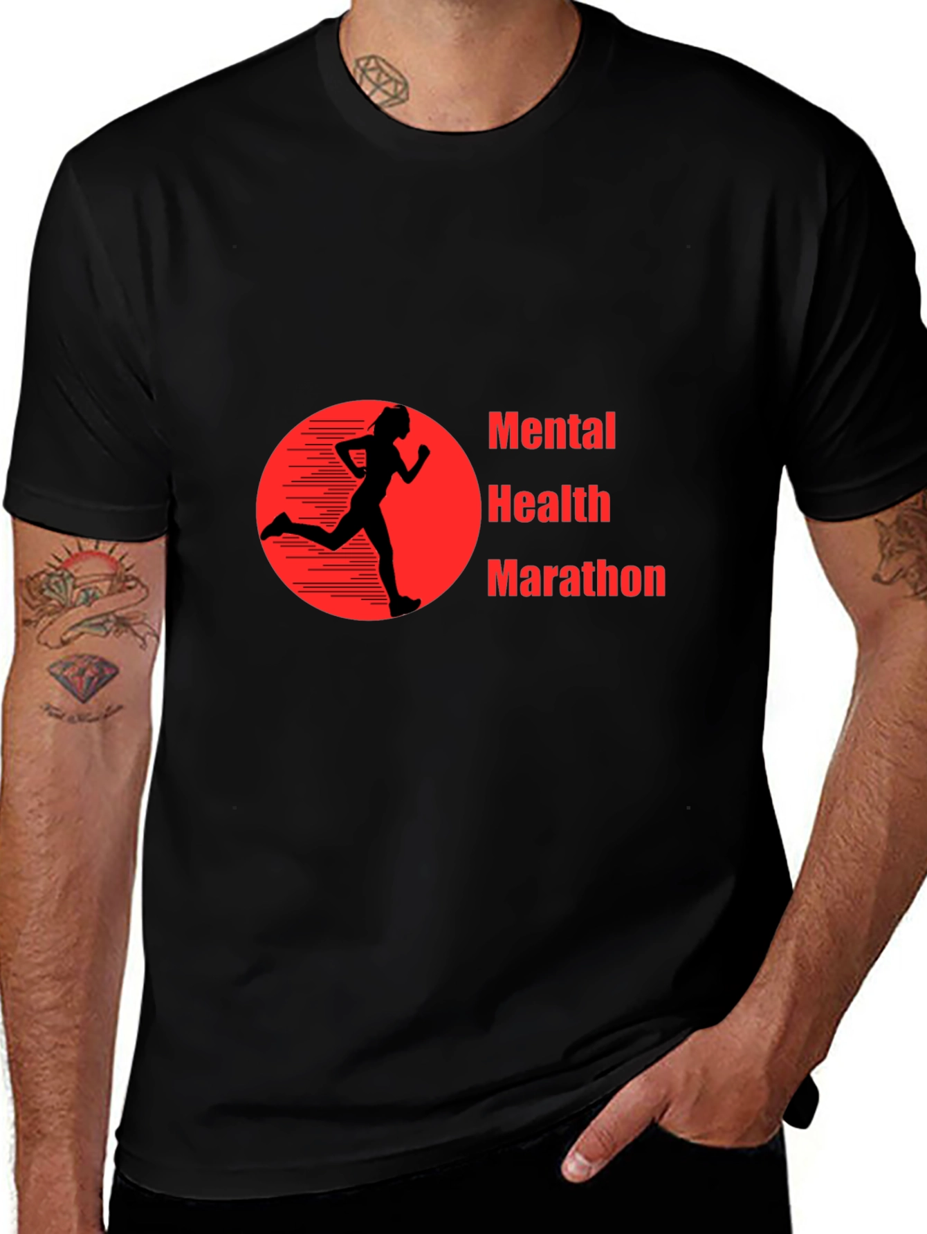 Variant 8 of Mental Health Marathon Black T-Shirt
