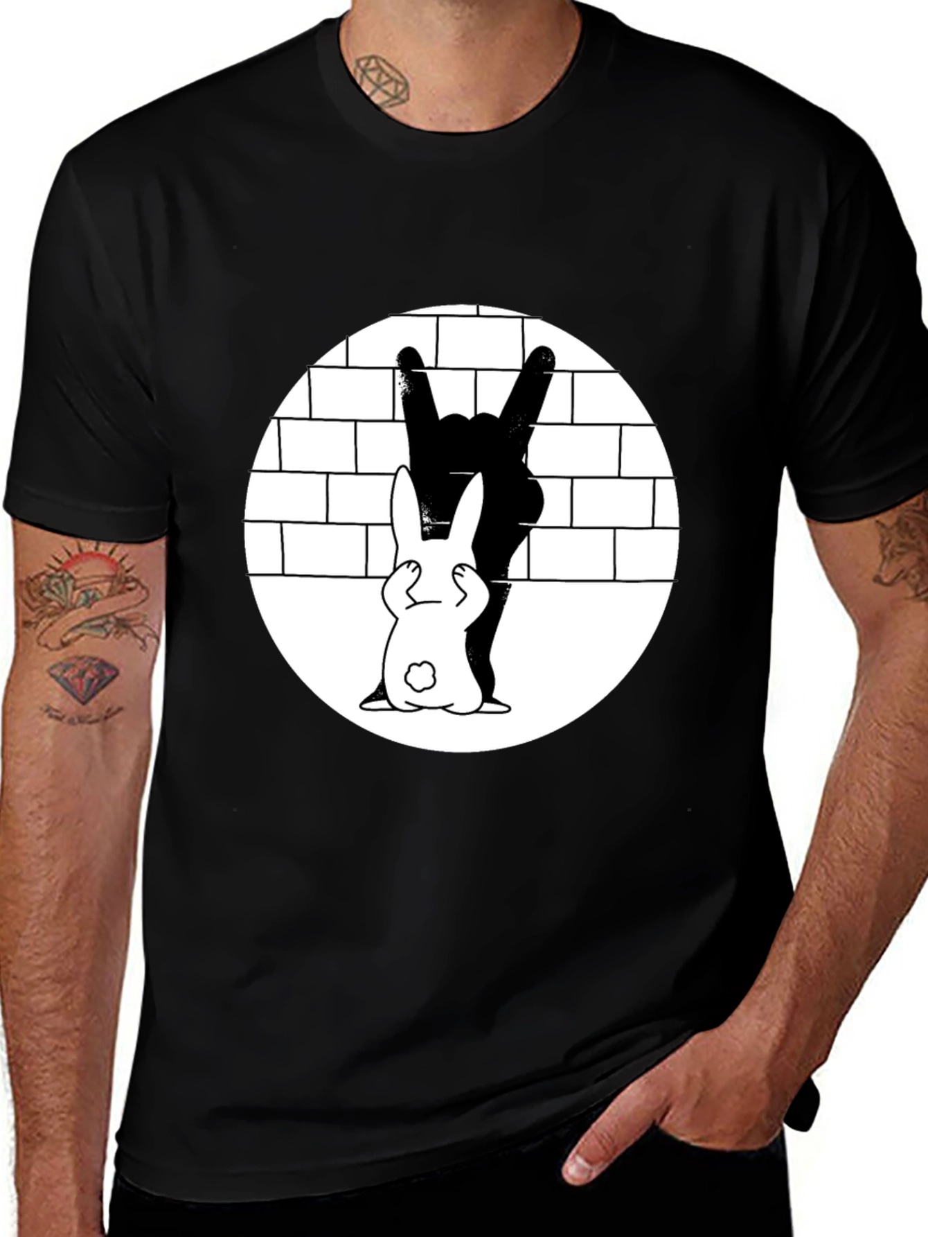 Variant 28 of Rabbit Shadow Hand Black T-Shirt