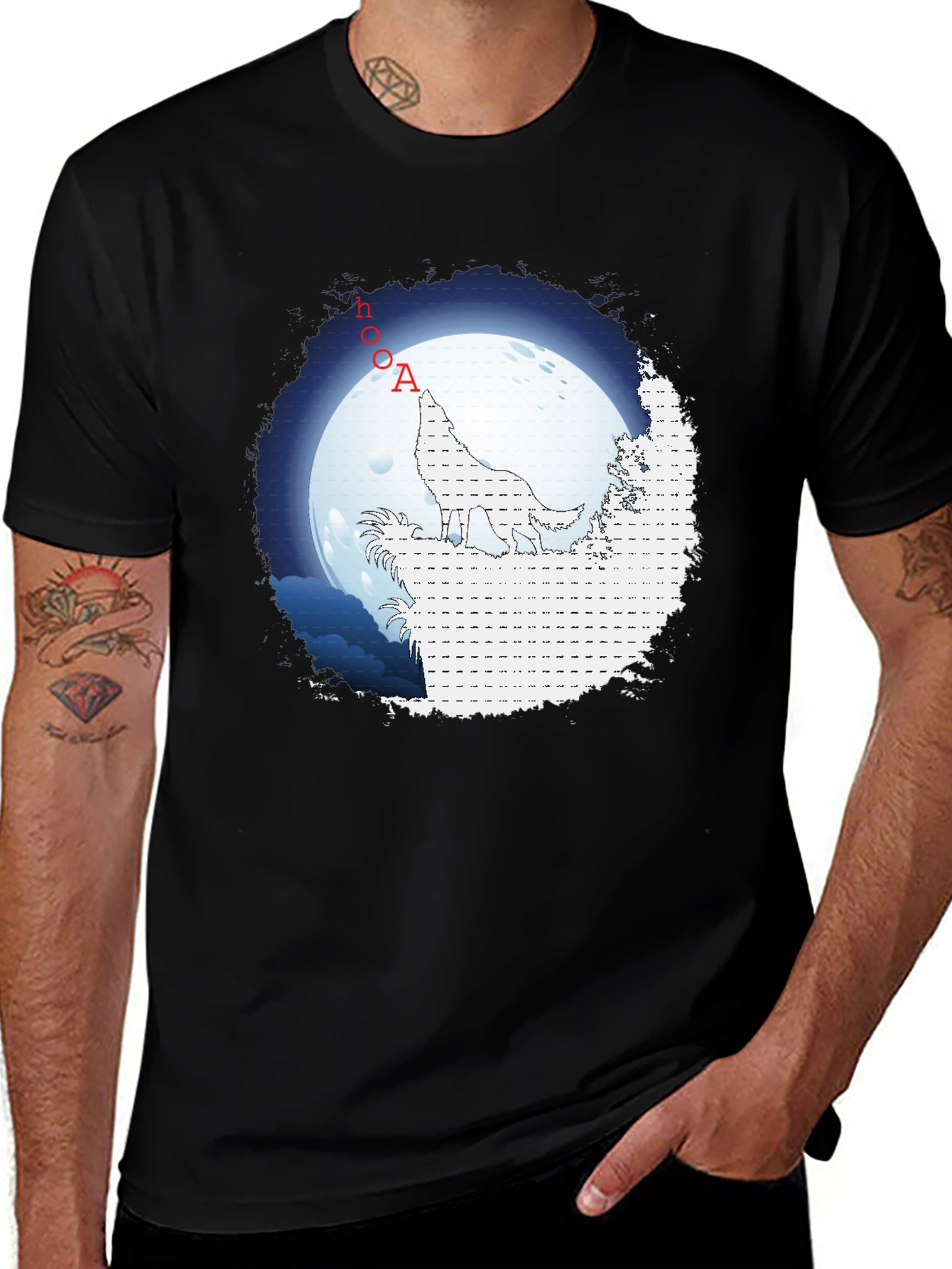 Variant 30 of Wolf Moon Howl Graphic Black T-Shirt