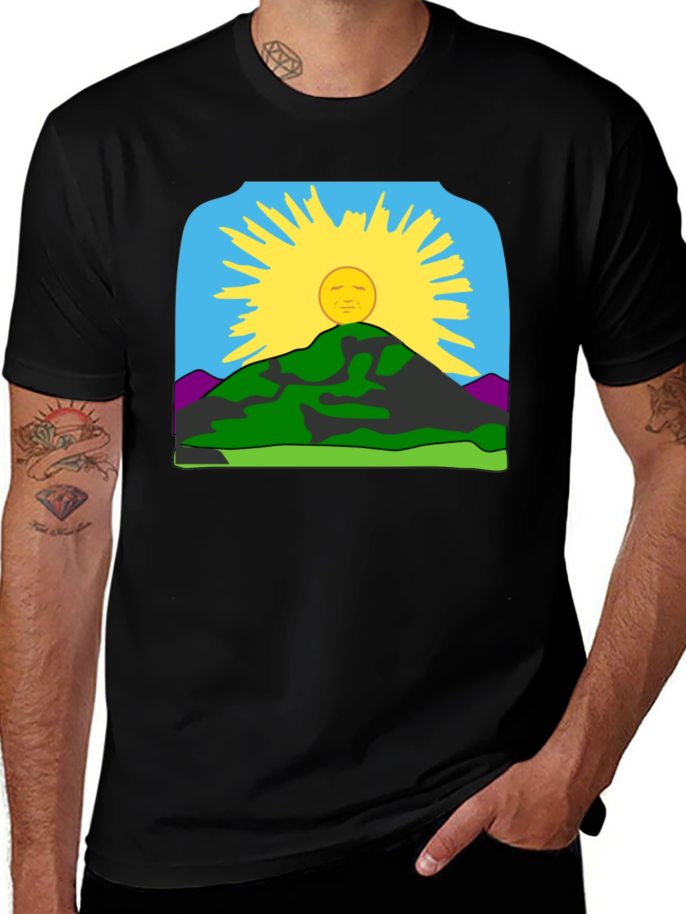 Black Sunrise Mountain Graphic Tee - Black Casual Shirt main image