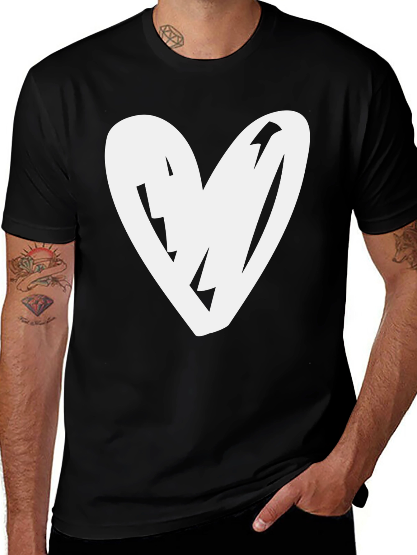 Variant 19 of Heart Graphic Tee - Black Casual T-Shirt