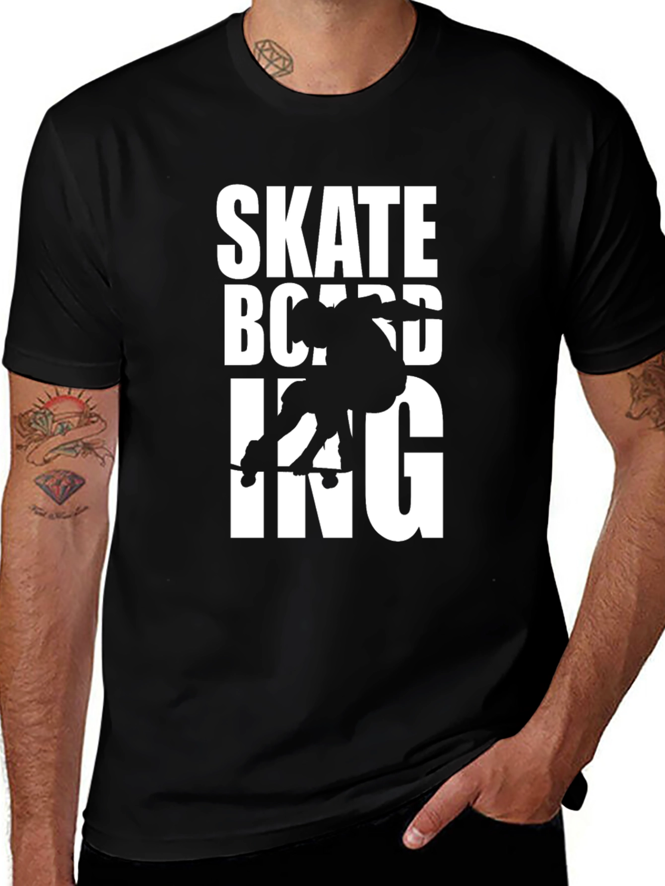 Variant 19 of Skateboarding Graphic Tee - Black Cotton T-Shirt