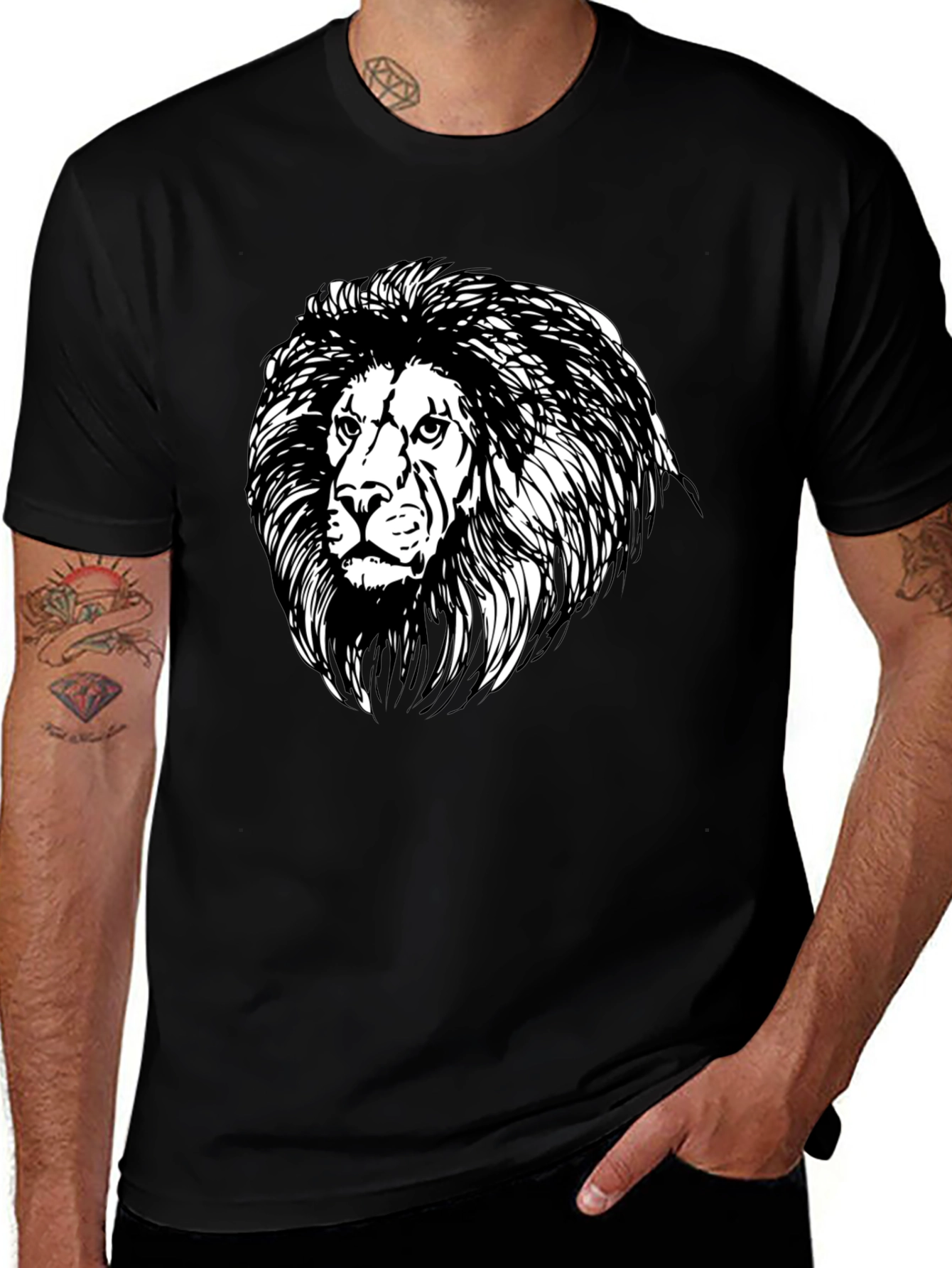Black Lion Graphic Black Tee - Classic Style main image