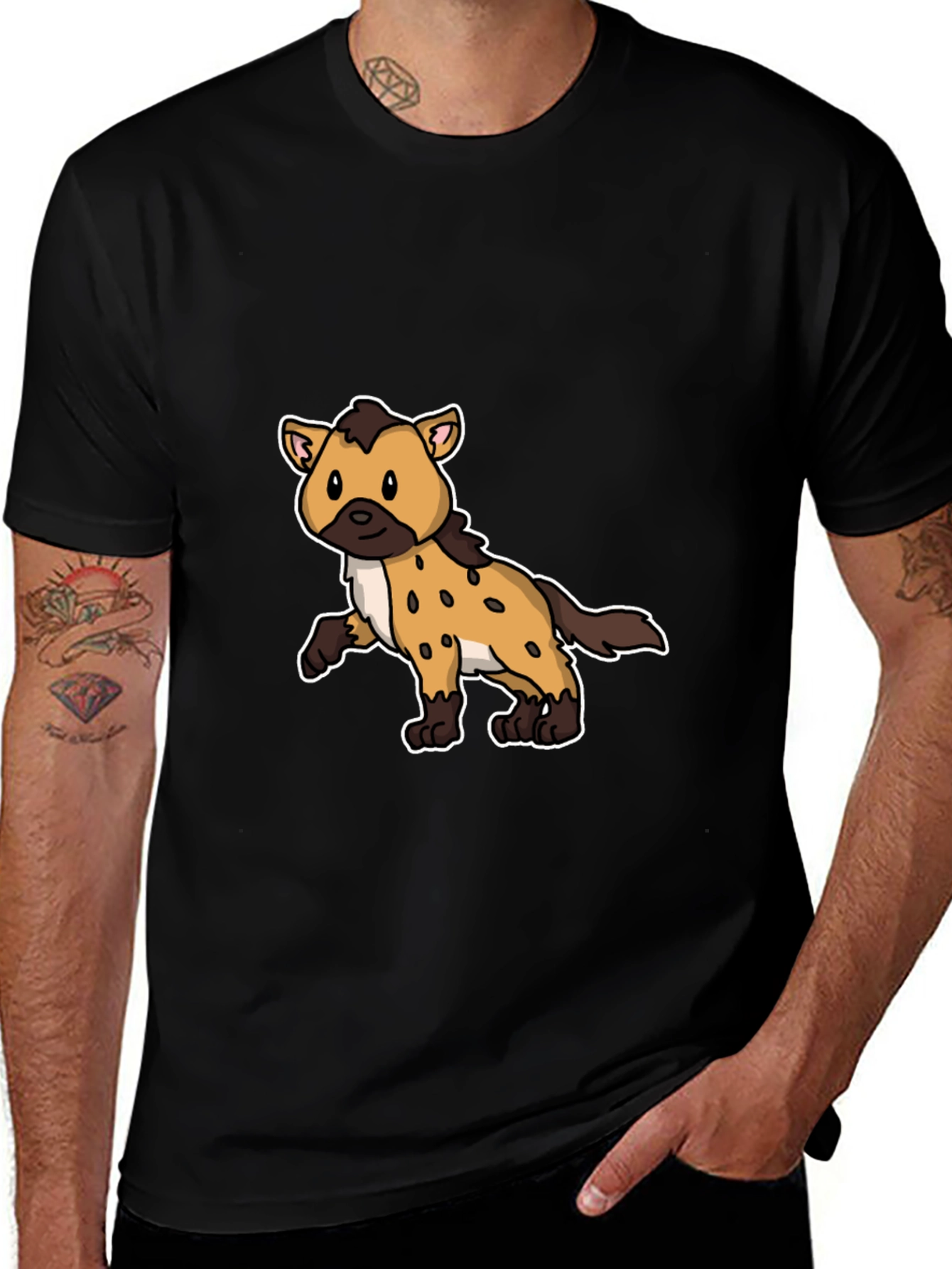 Variant 17 of Cartoon Hyena Black T-Shirt