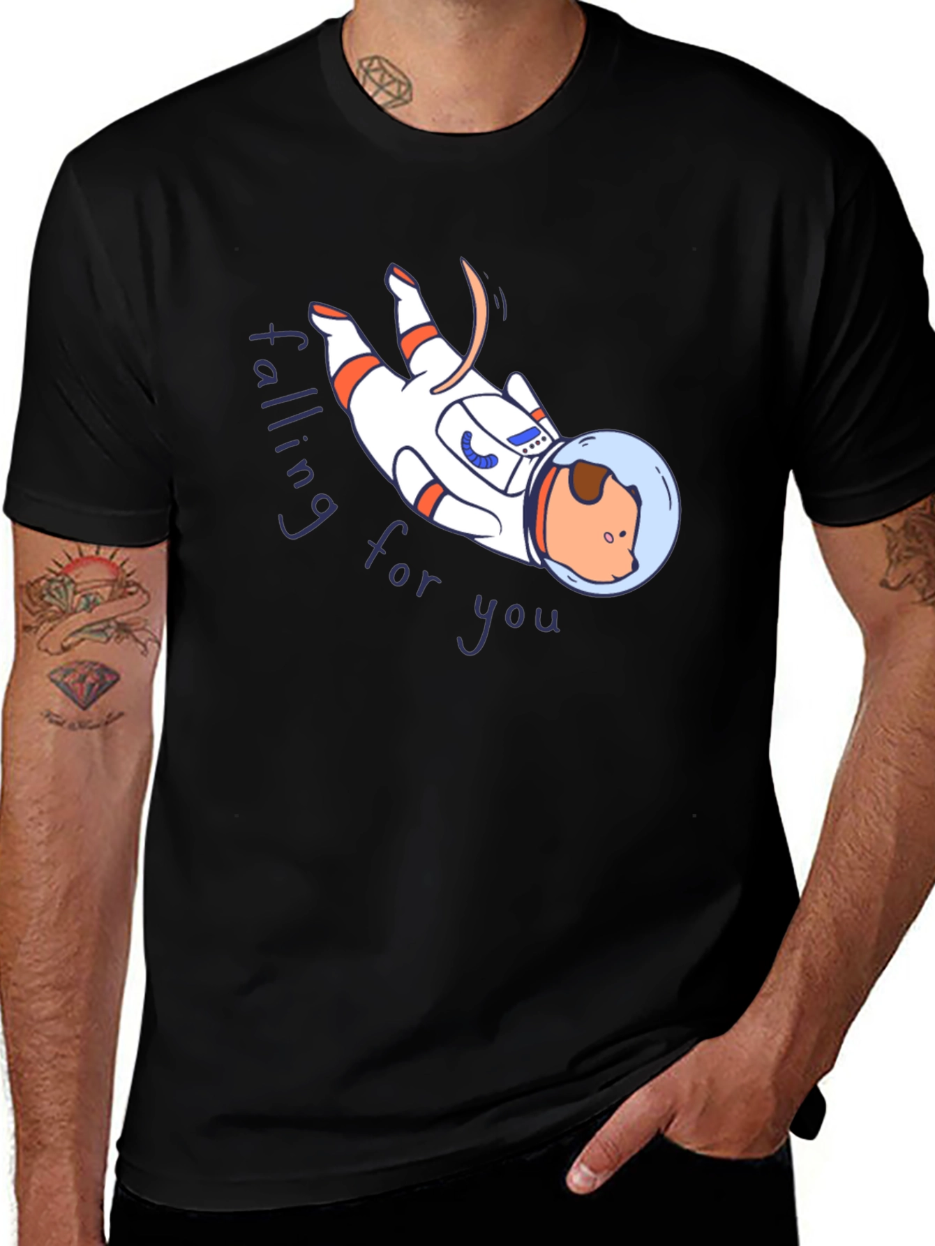 Variant 29 of Astronaut Dog Graphic T-Shirt - Falling for You