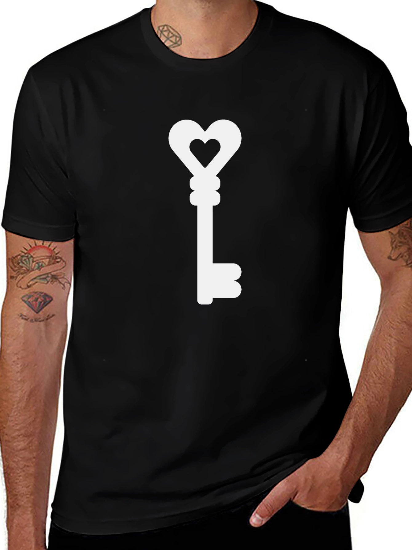 Variant 29 of Heart Key Graphic T-Shirt - Love Unlock Style