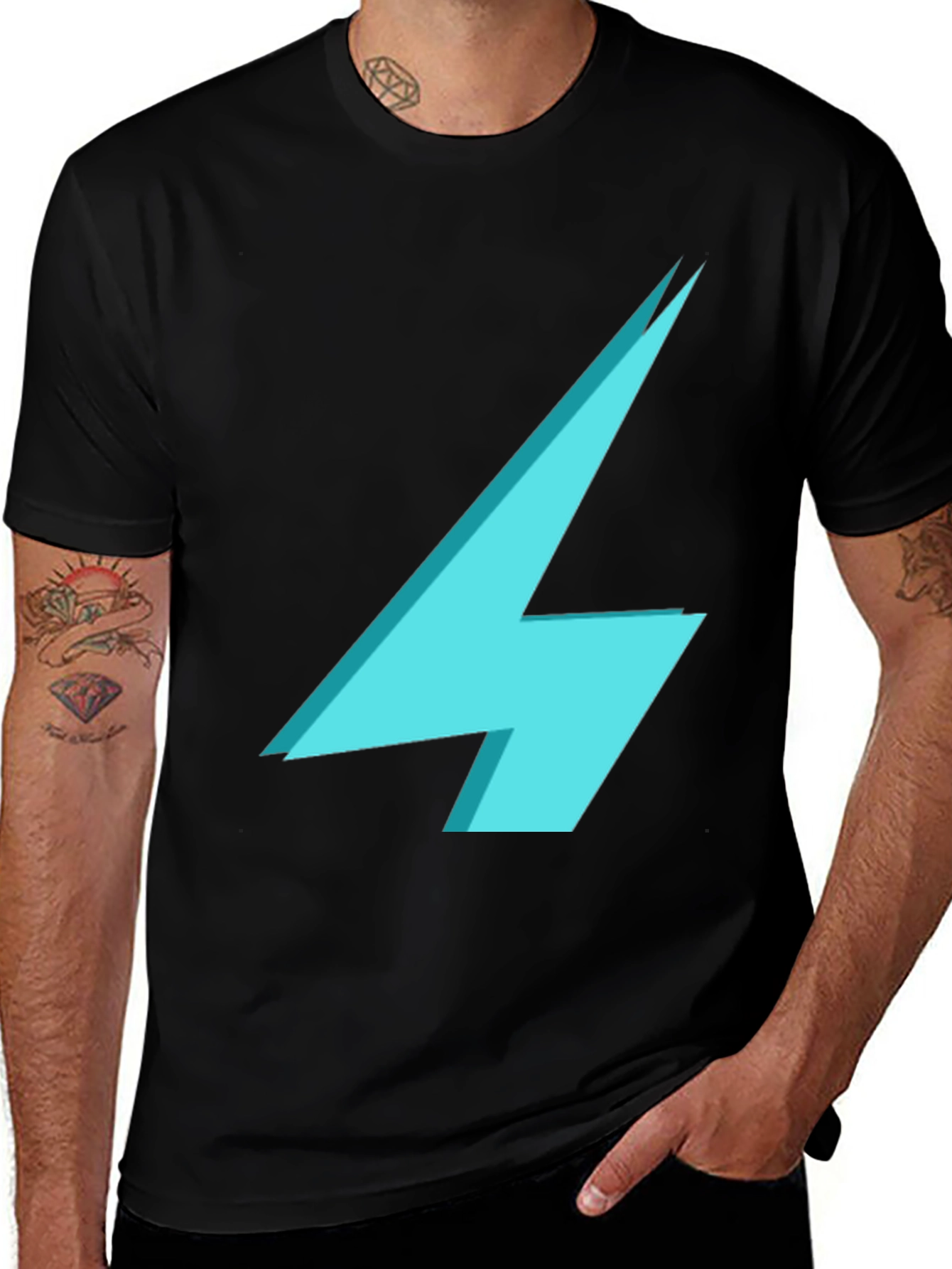 Variant 11 of Electric Blue Bolt Graphic T-Shirt - Stylish & Bold!