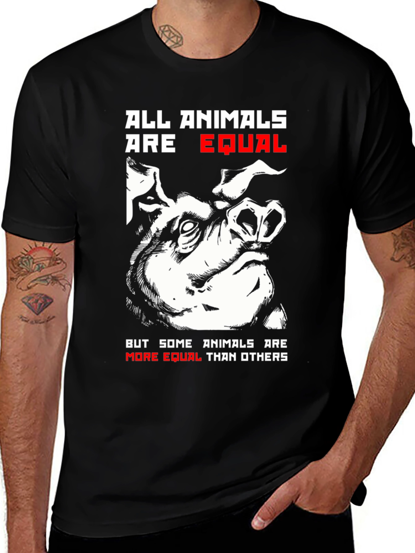 Variant 10 of All Animals are Equal Pig Graphic T-Shirt
