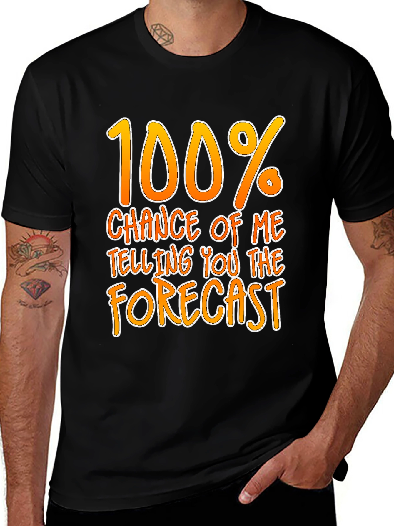 Variant 10 of Funny Weather Forecast Graphic Tee - 100% Chance!