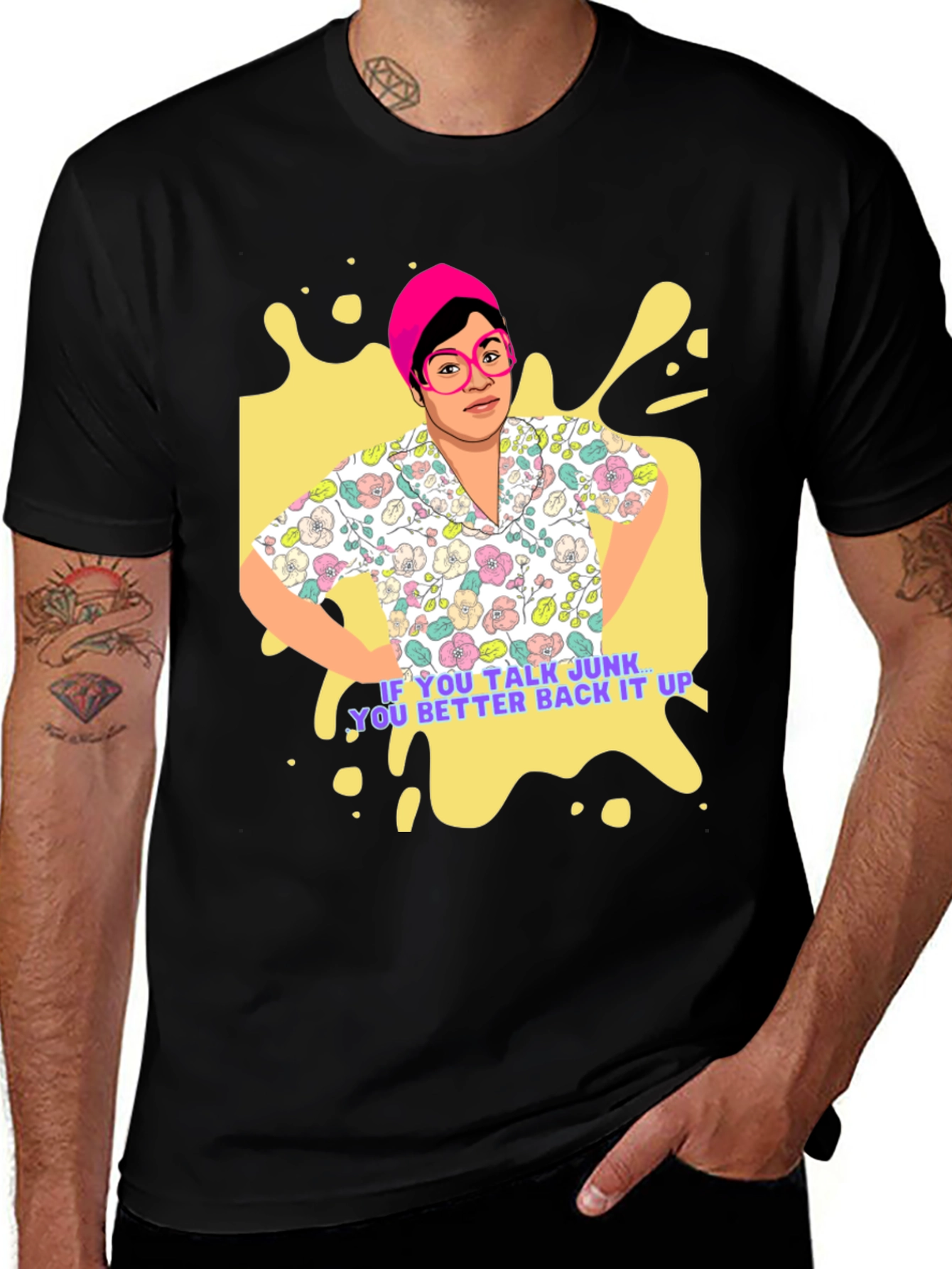 Variant 8 of Funky Retro T-Shirt - Talk Junk Back It Up