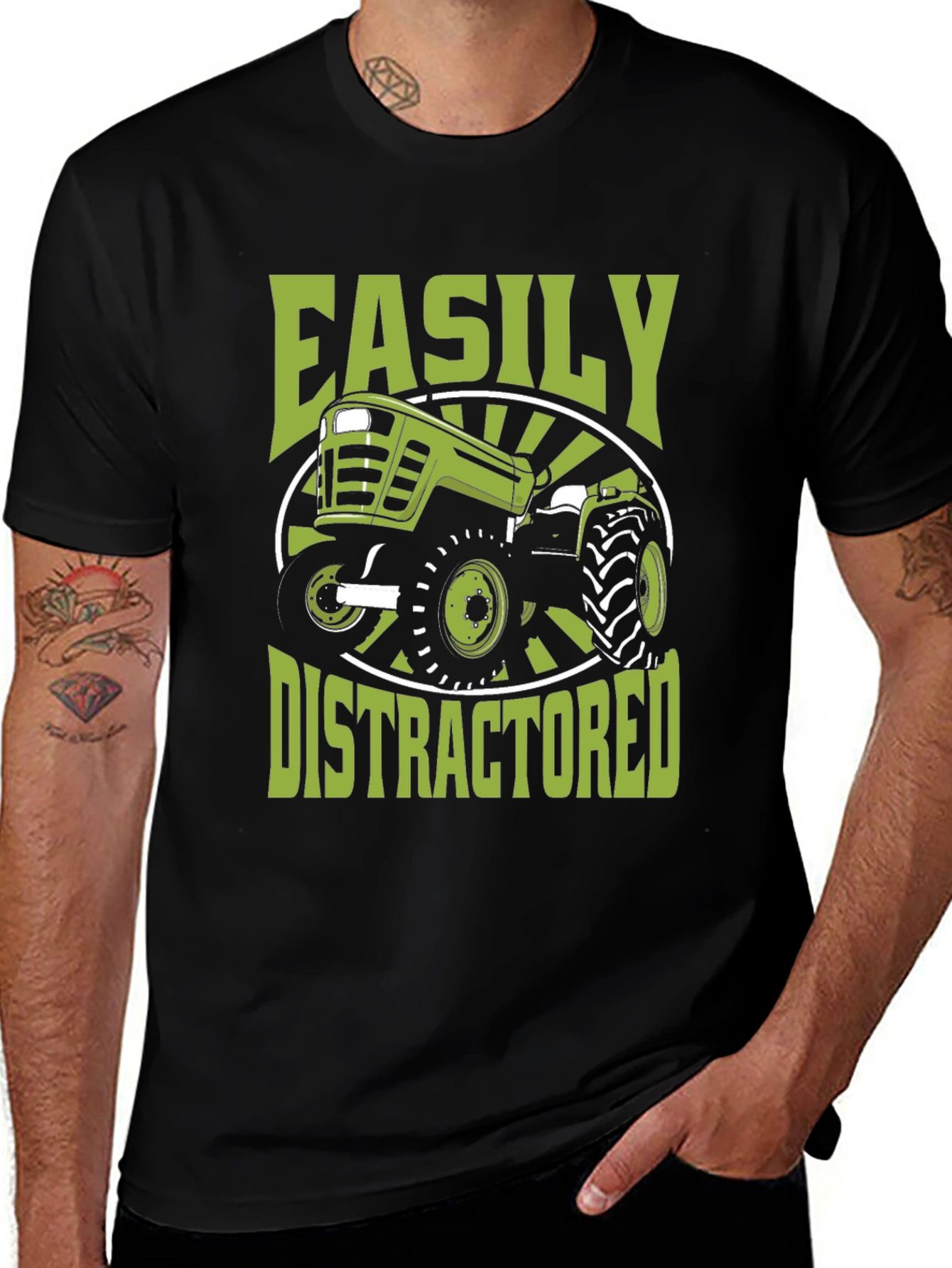 Variant 28 of Easily Distractored Tractor Graphic Tee