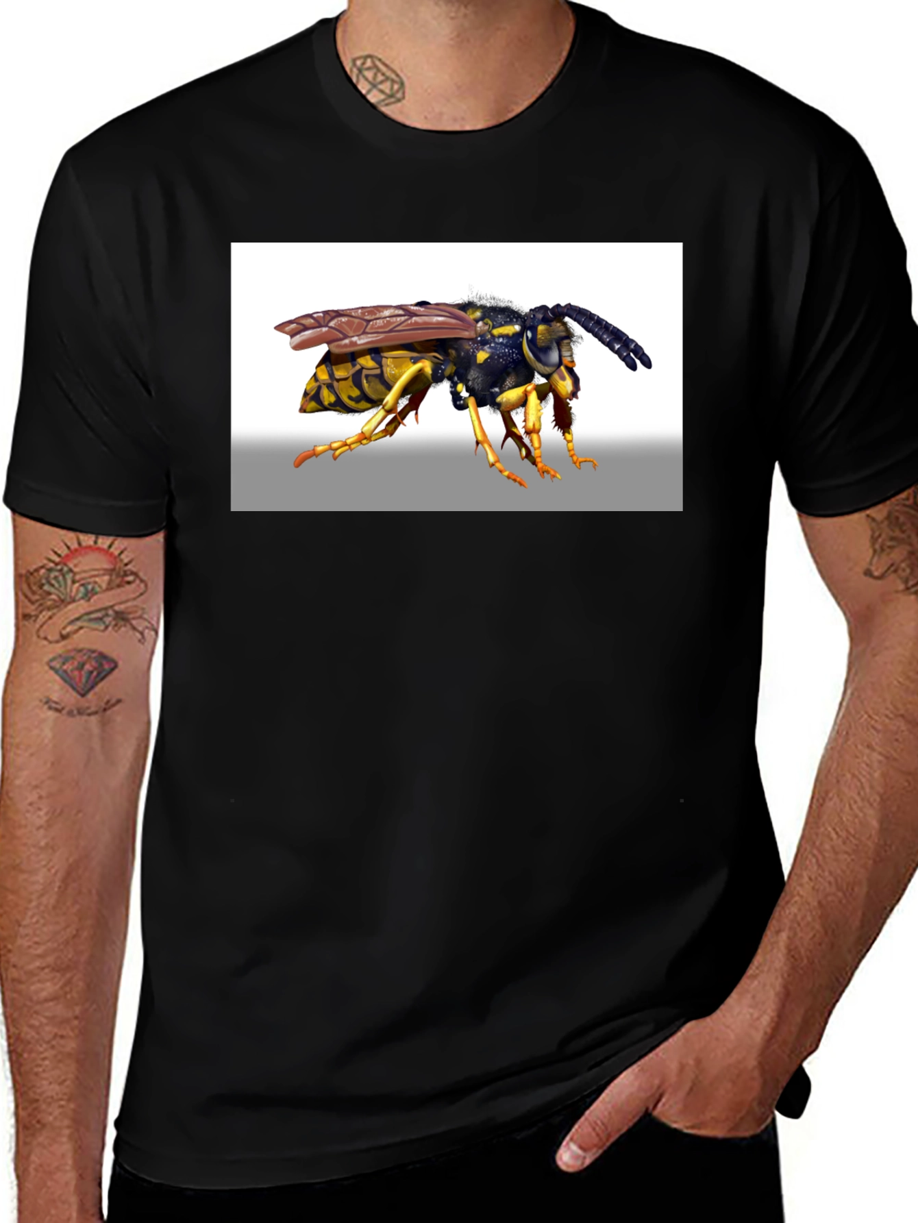 Variant 14 of Wasp Graphic Tee - Bold Black Cotton T-Shirt