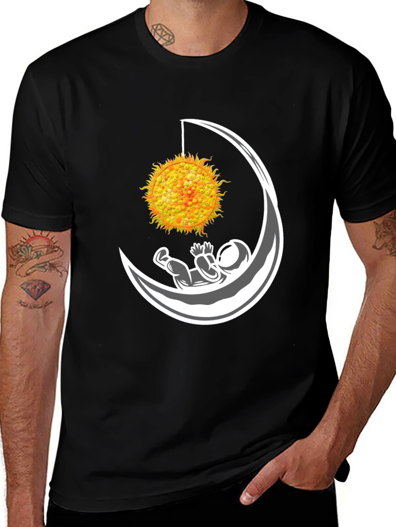 Variant 26 of Astronaut in Moon with Sun T-Shirt
