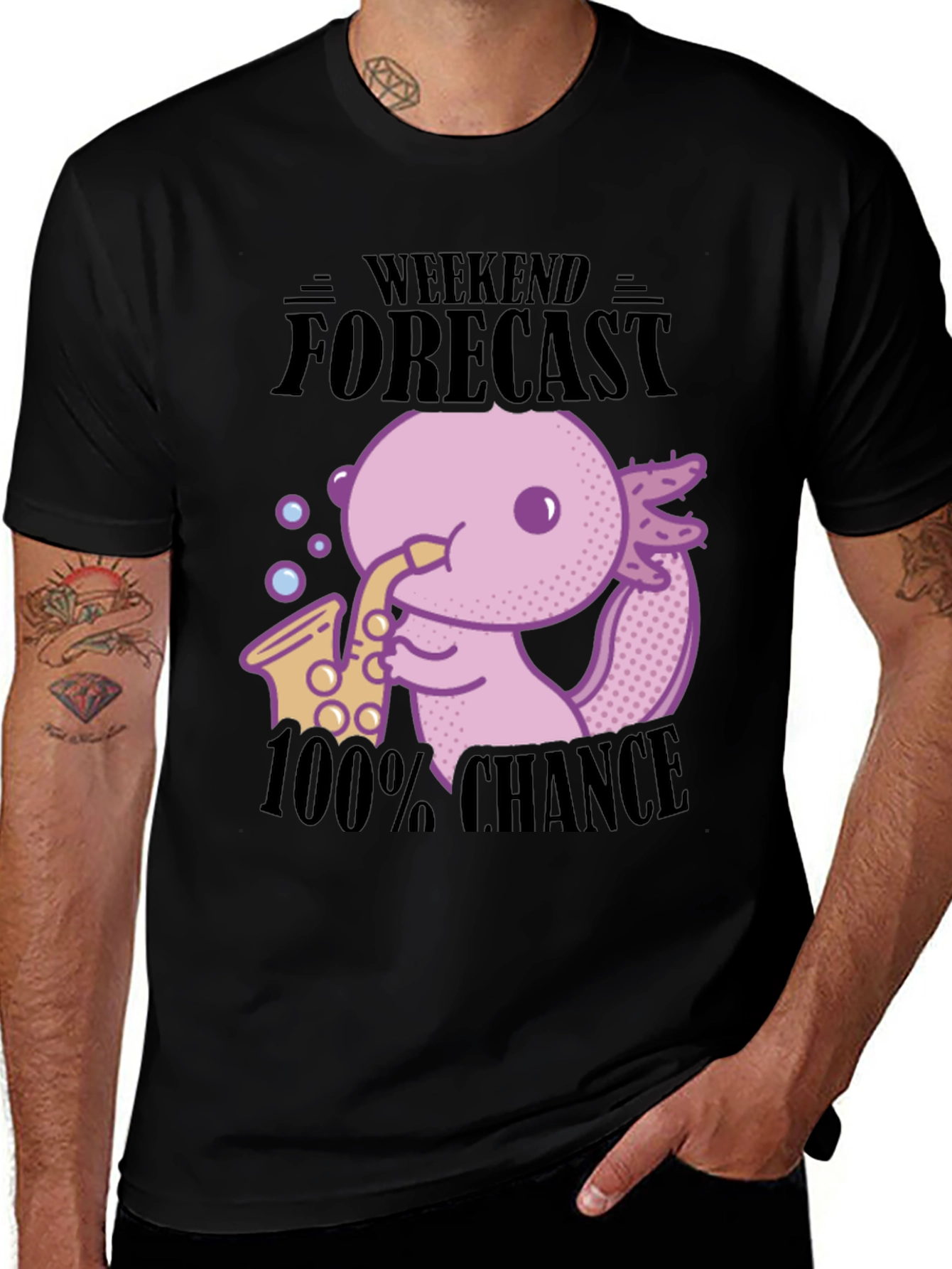 Variant 11 of Axolotl Sax Weekend Forecast T-Shirt