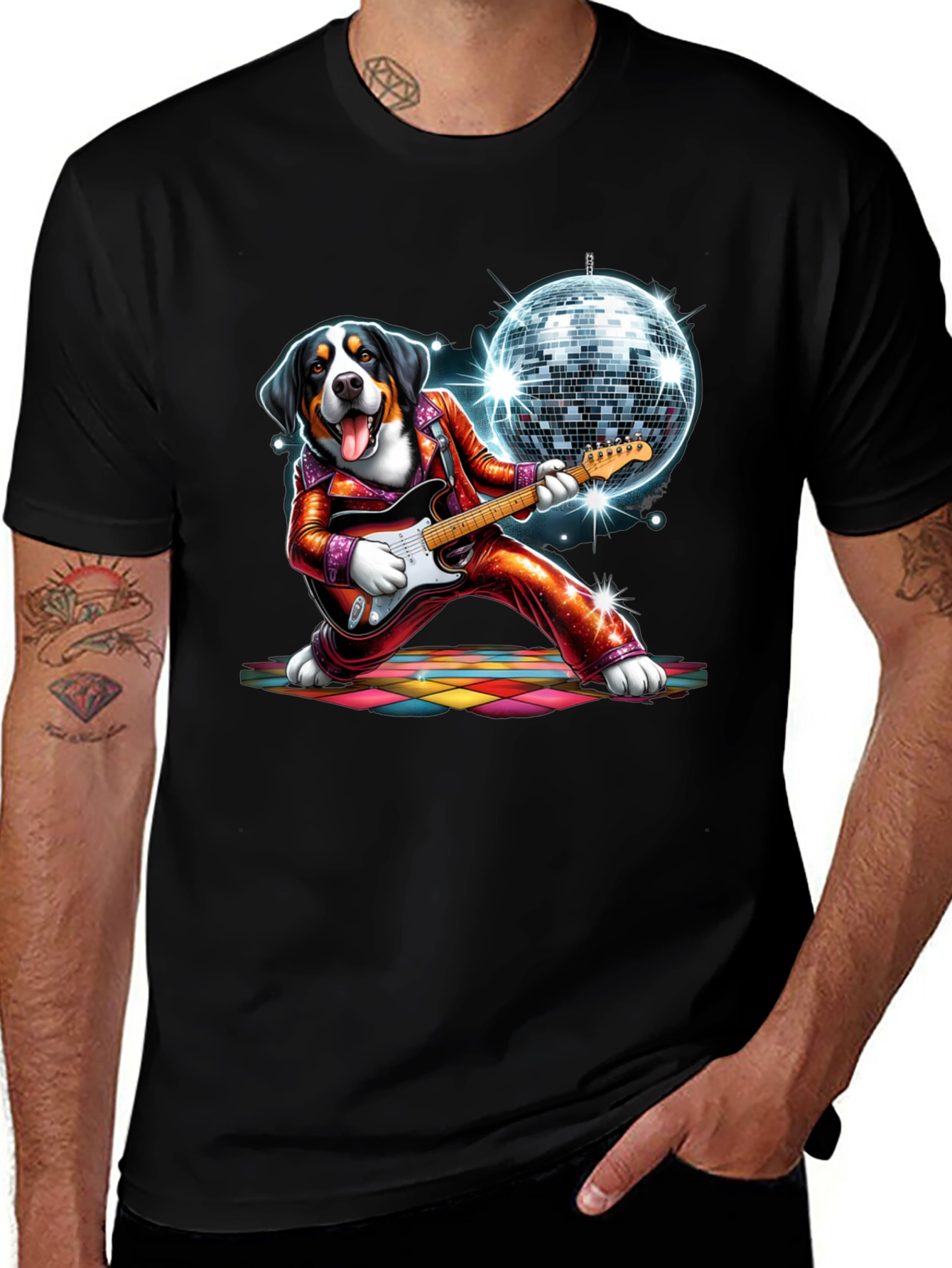 Variant 12 of Dog Disco Musician Graphic Tee