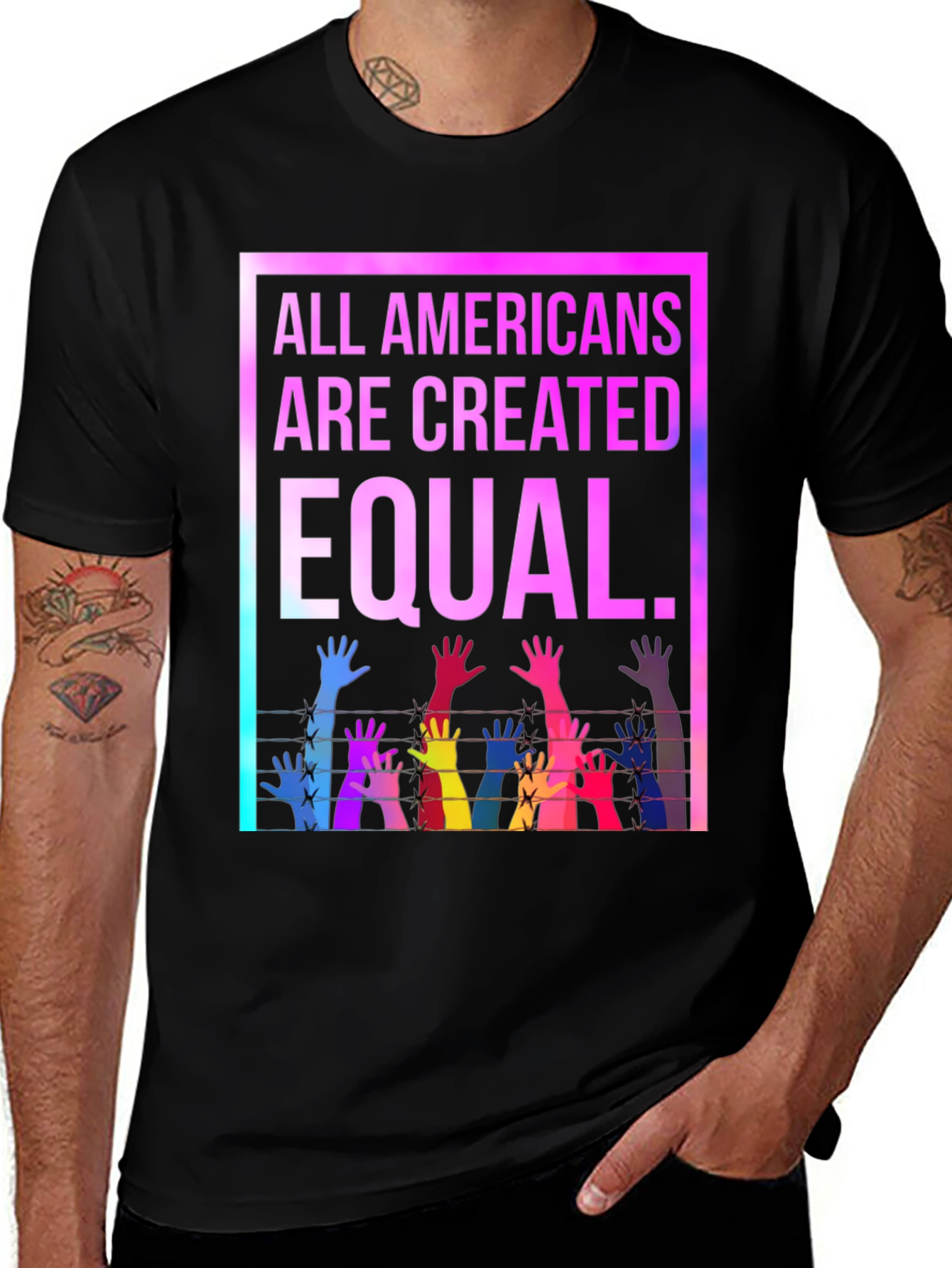 Variant 17 of All Americans Are Created Equal T-Shirt