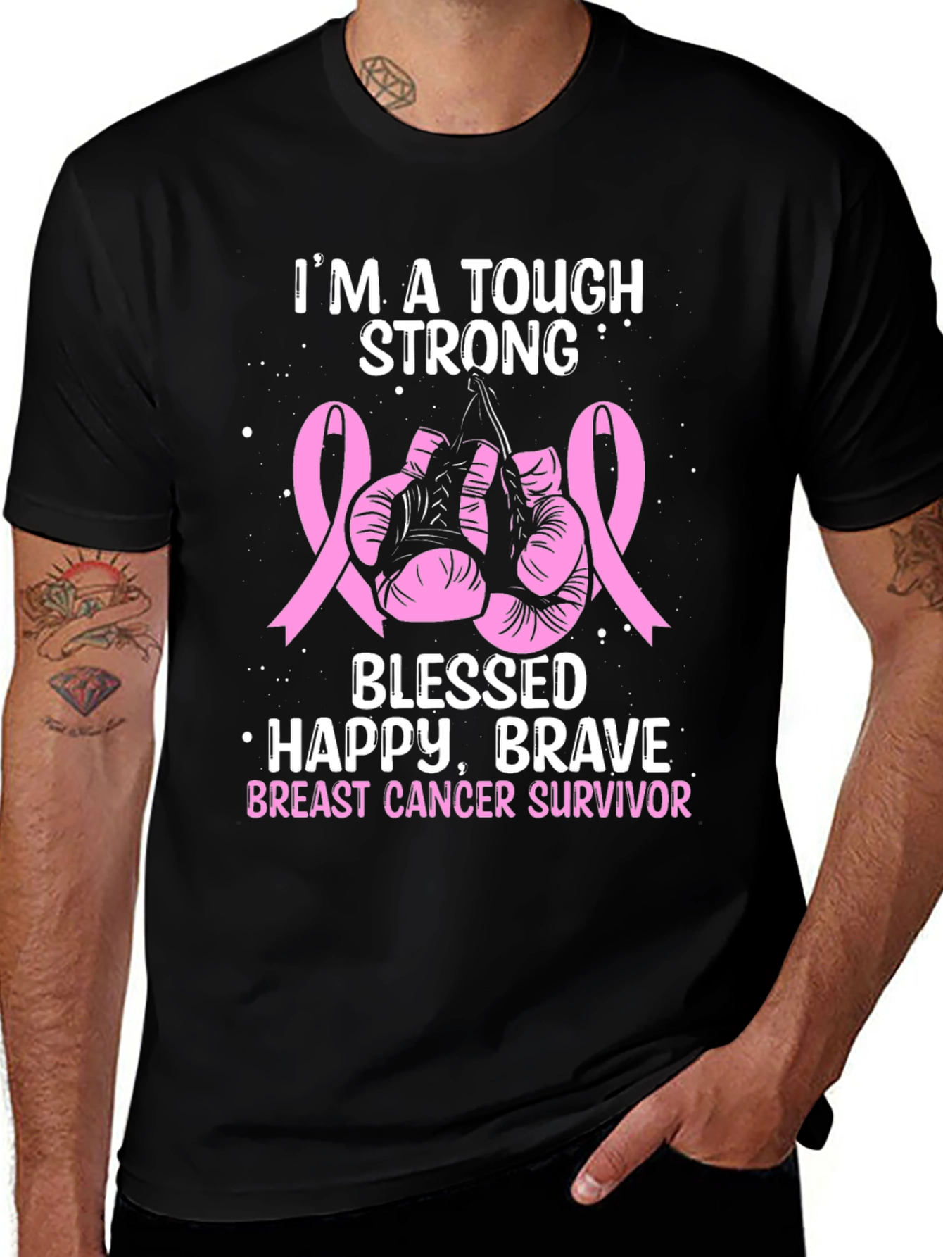 Variant 8 of Breast Cancer Survivor Tough Strong T-Shirt
