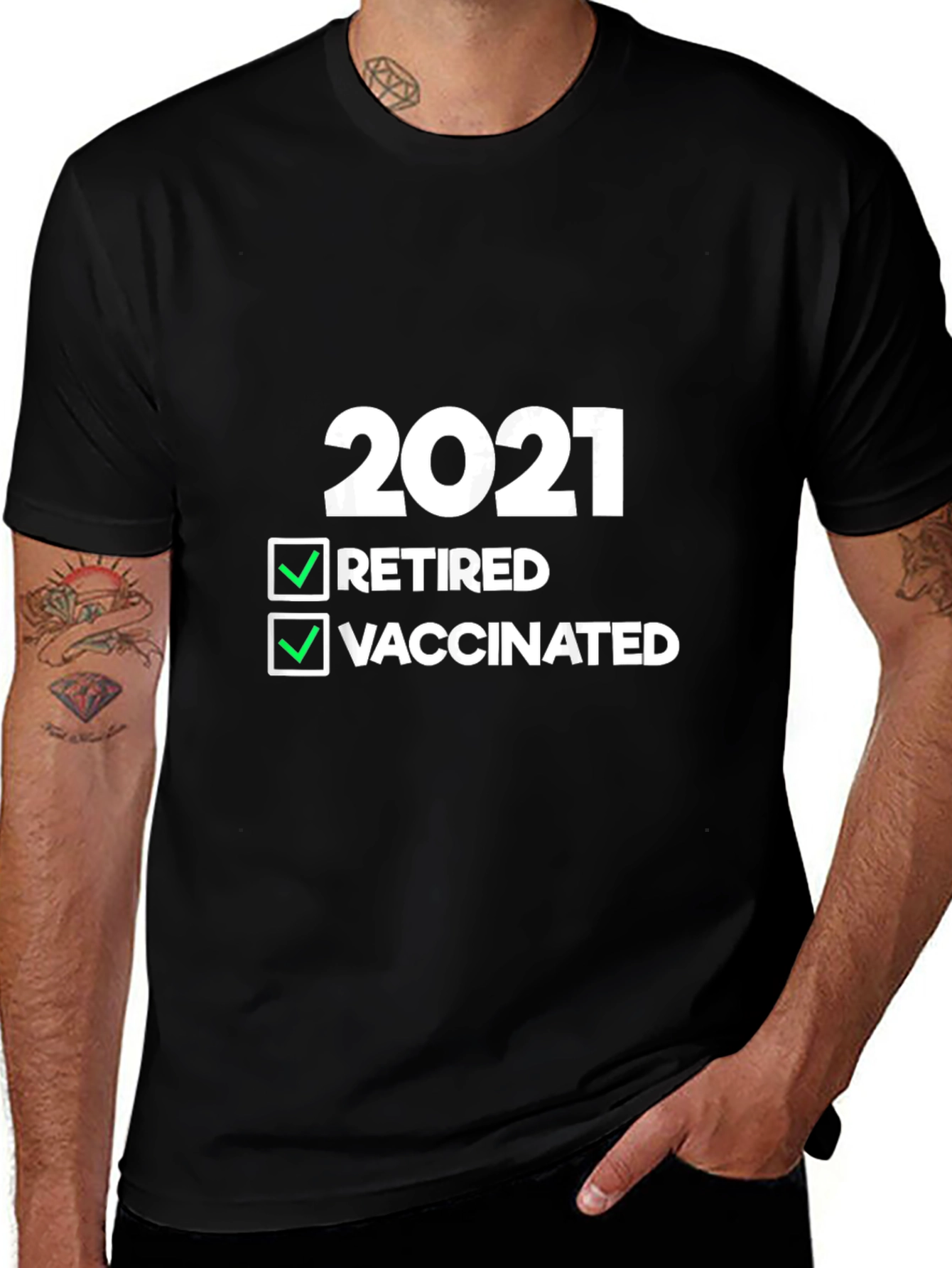 Variant 21 of Retired & Vaccinated 2021 T-Shirt