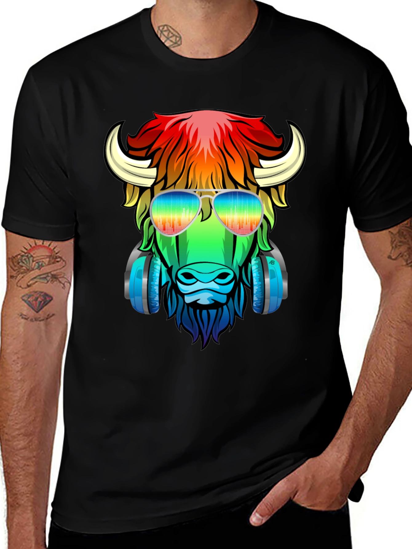 Variant 10 of Cool Buffalo Graphic Tee - Colorful Animal Design
