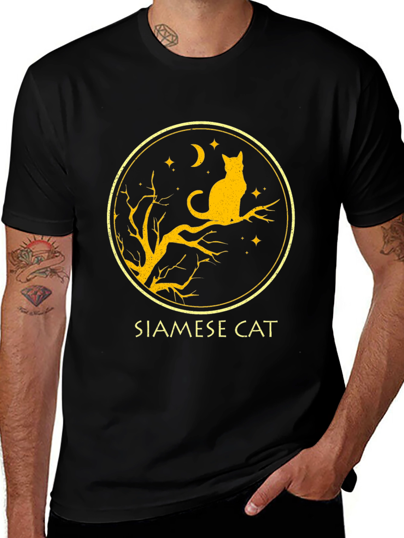 Variant 4 of Siamese Cat T-Shirt - Black