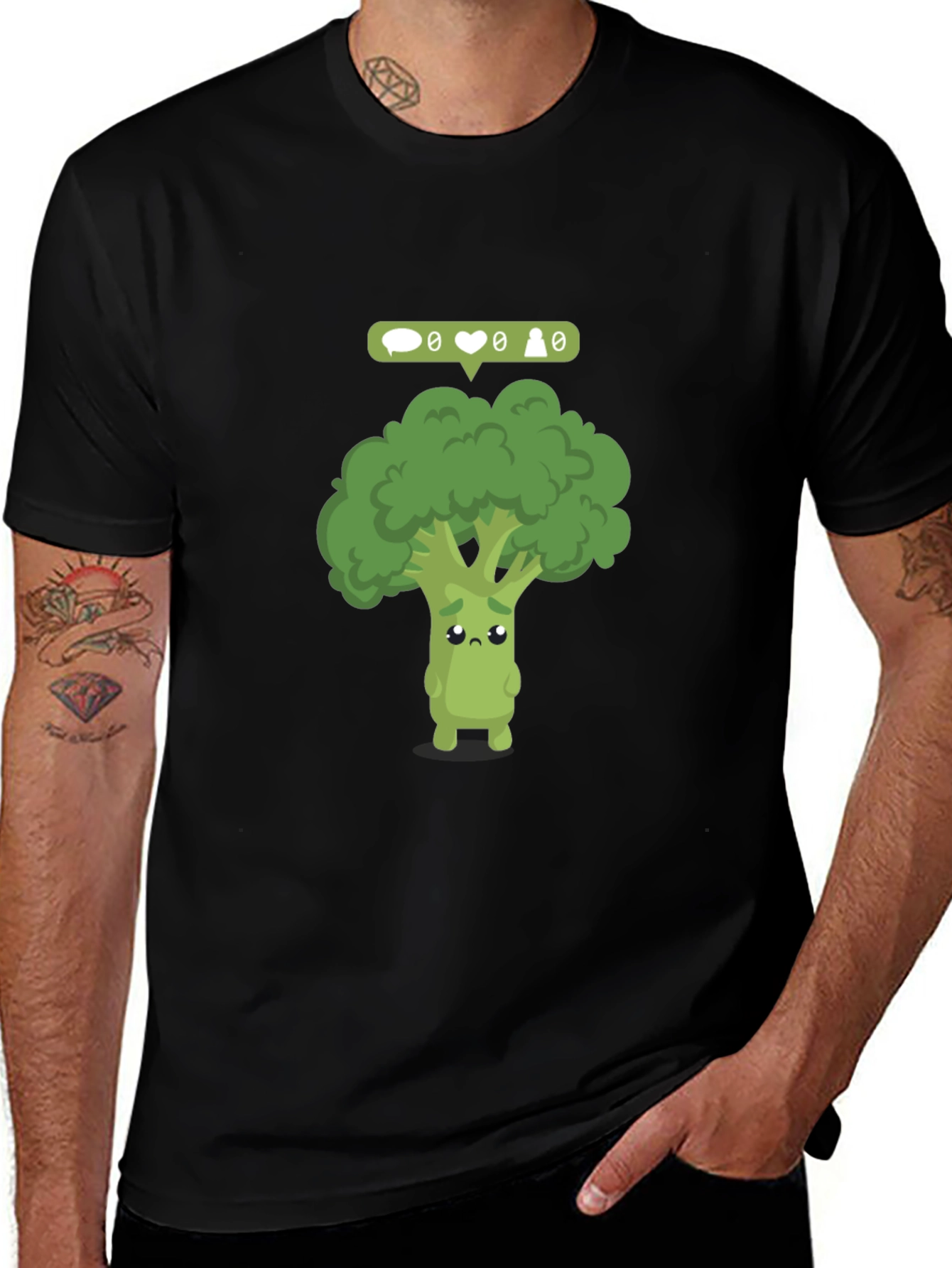 Variant 17 of Sad Broccoli T-Shirt - Unique Vegetable Design