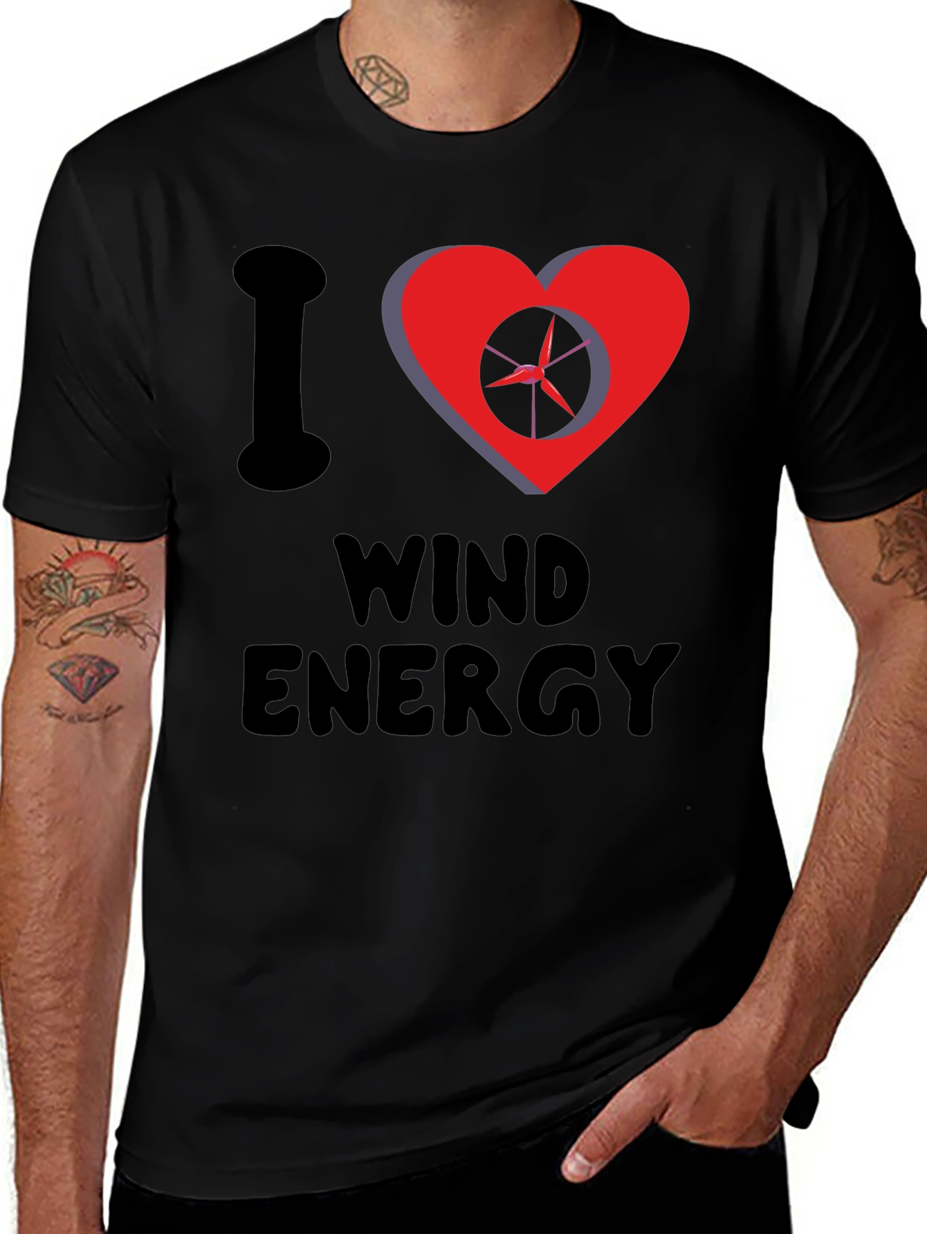 Variant 29 of I Love Wind Energy Black Graphic Tee