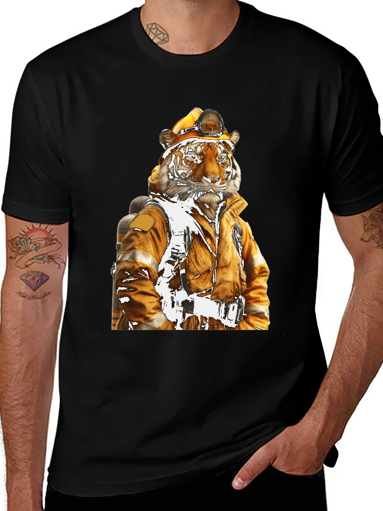 Variant 25 of Tiger Firefighter T-Shirt - Novelty Design