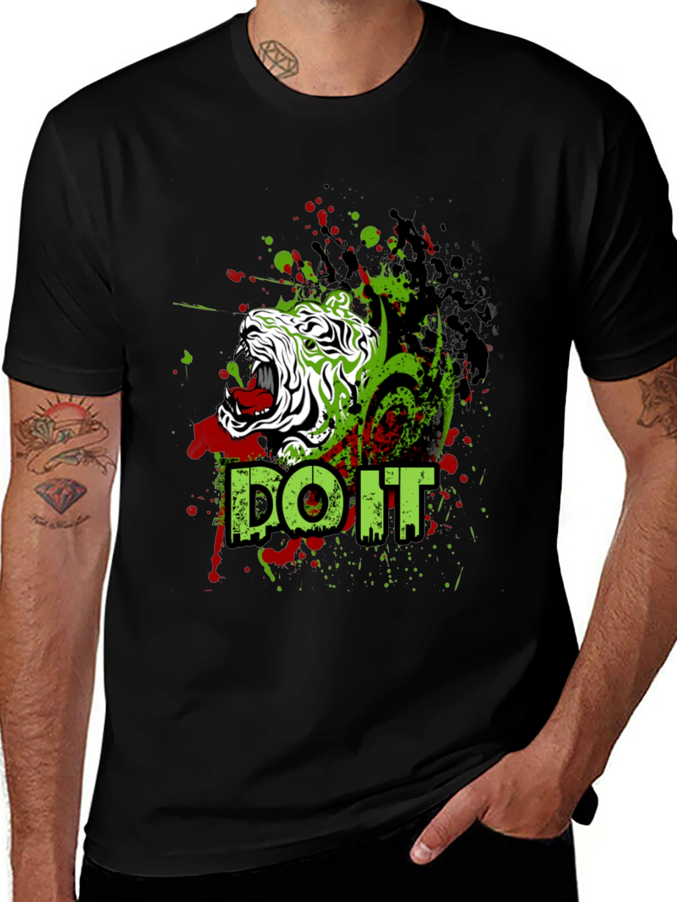 Variant 18 of Men's Black Graphic Tee - Tiger Do It