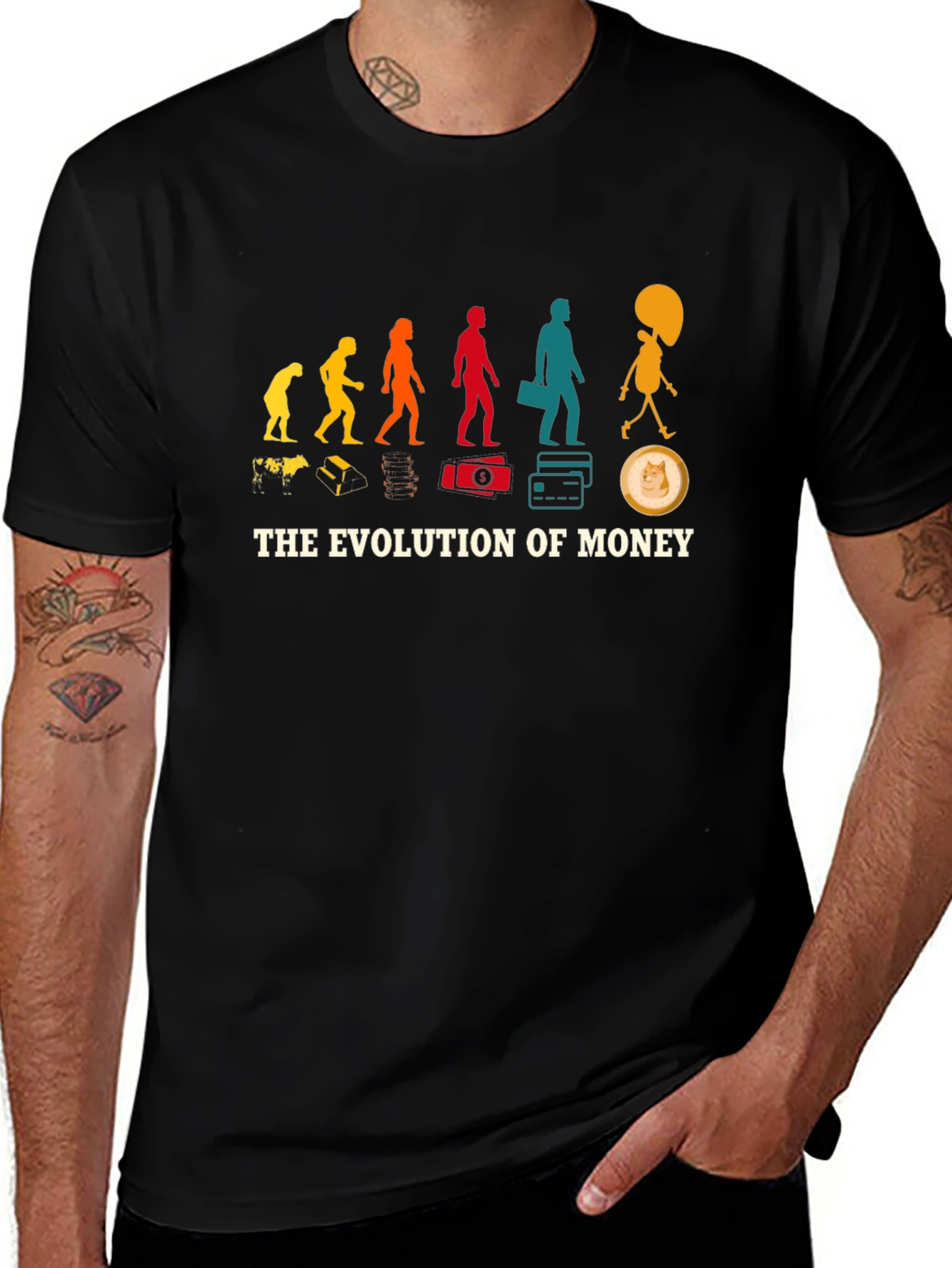 Variant 6 of Evolution of Money Black T-Shirt