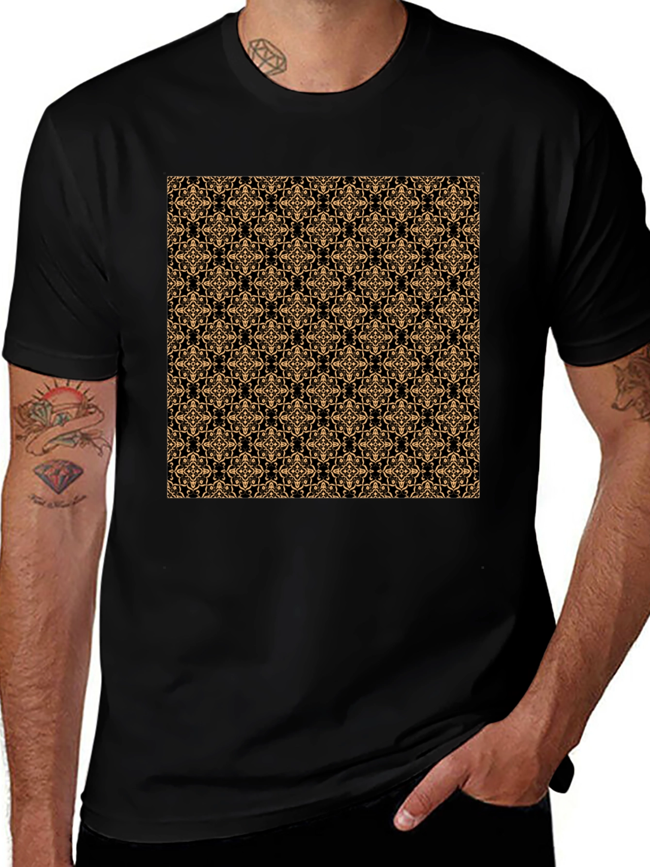 Variant 11 of Elegant Pattern Black T-Shirt