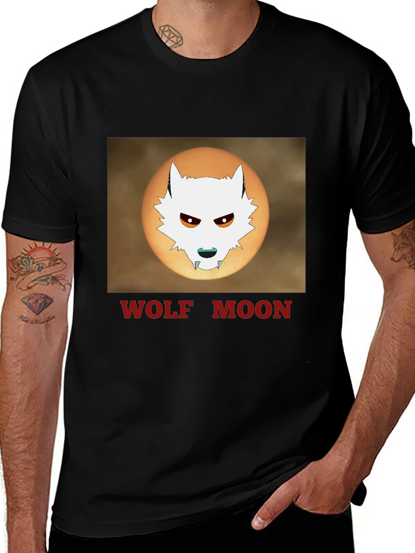 Variant 16 of Wolf Moon Graphic T-Shirt - Black
