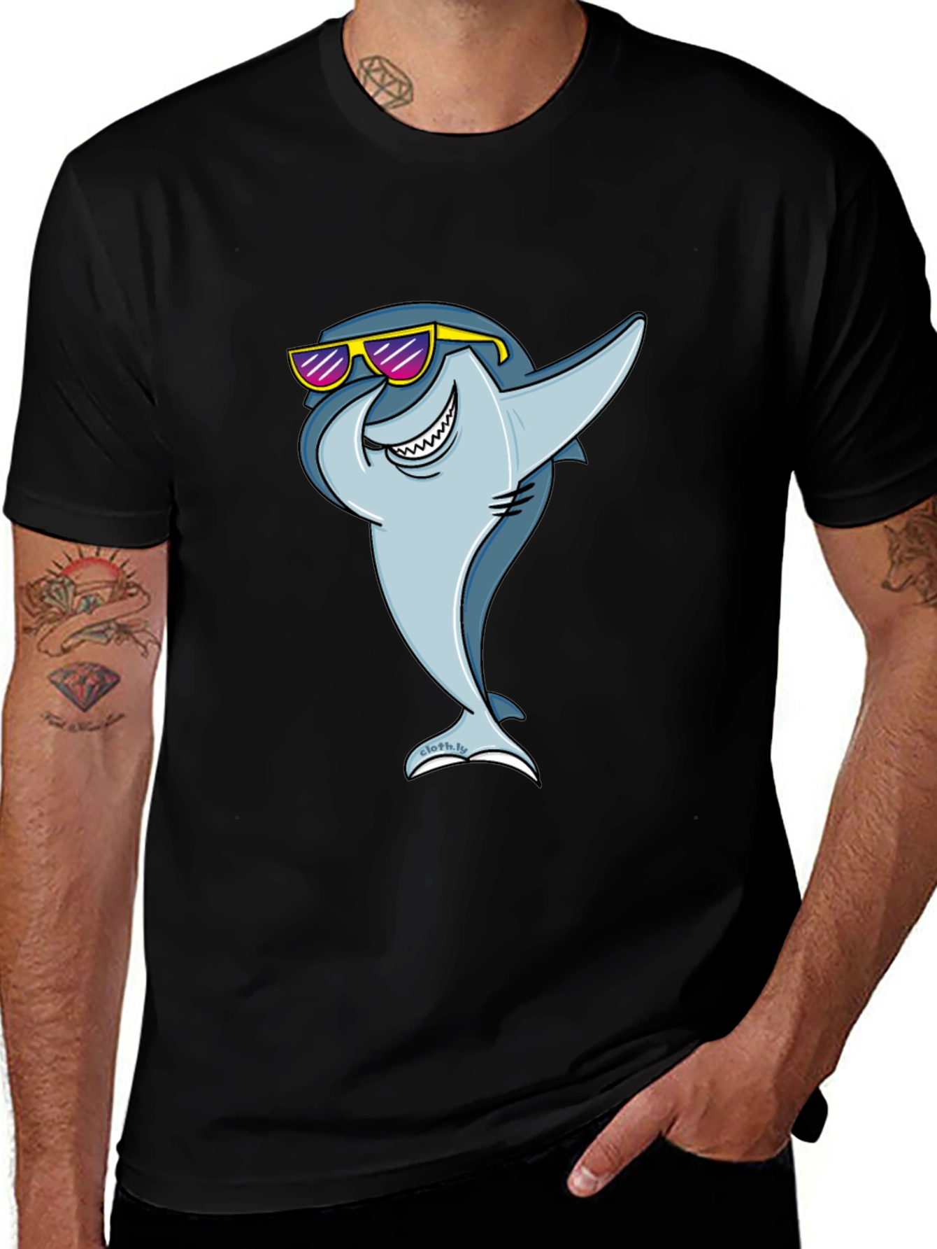 Variant 19 of Cool Shark Graphic Tee - Black Cotton T-Shirt