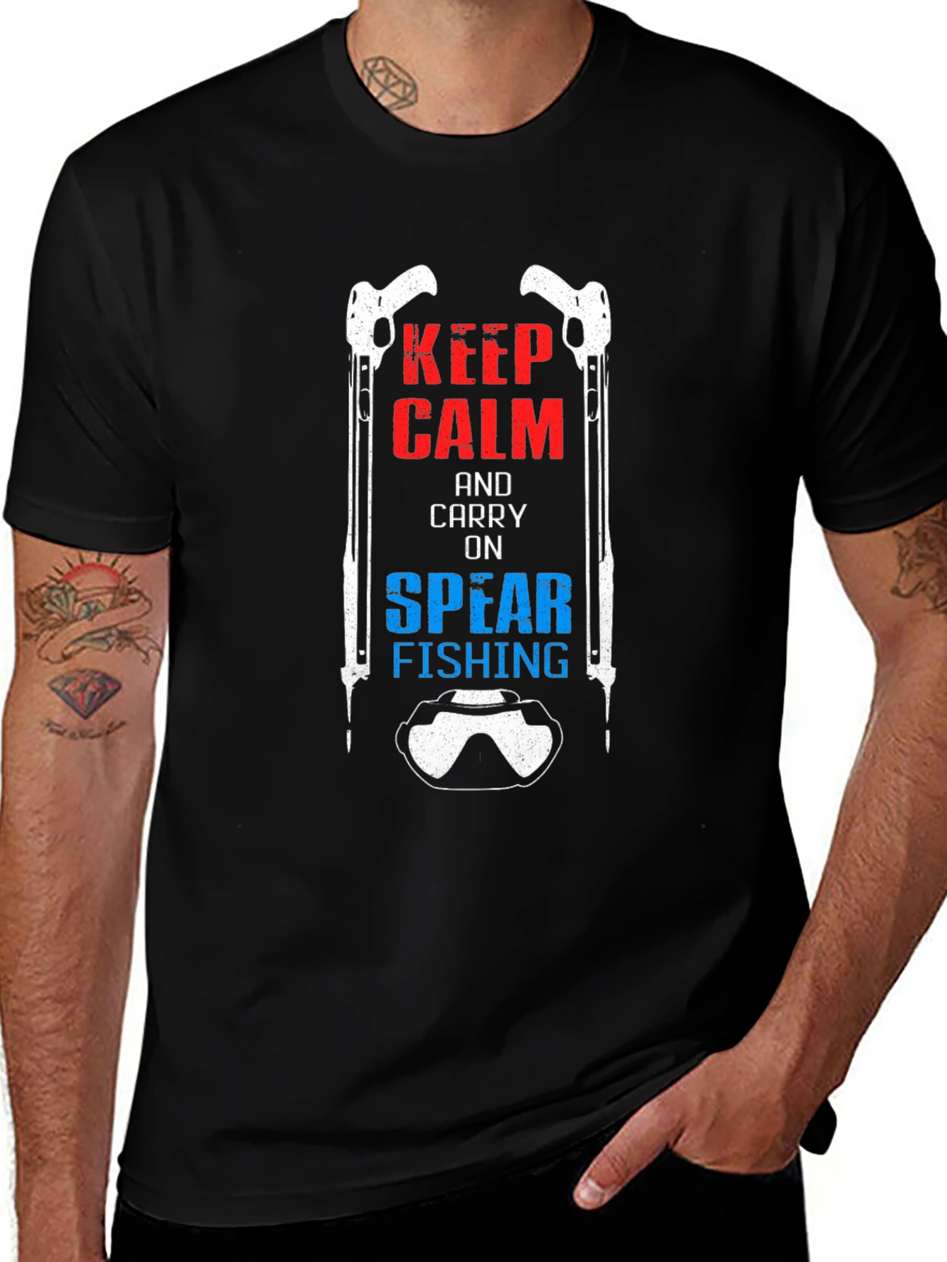 Variant 22 of Keep Calm Spearfishing Black T-Shirt