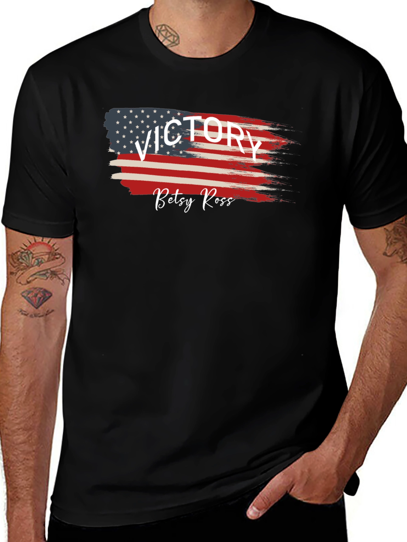 Victory Betsy Ross Flag Graphic Tee - Black