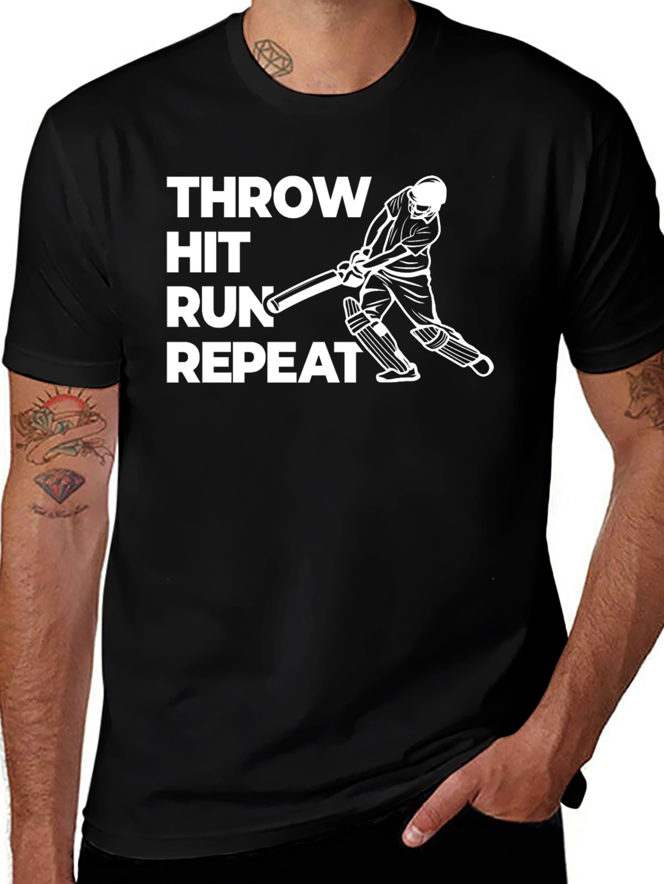 Cricket T-Shirt: Throw Hit Run Repeat