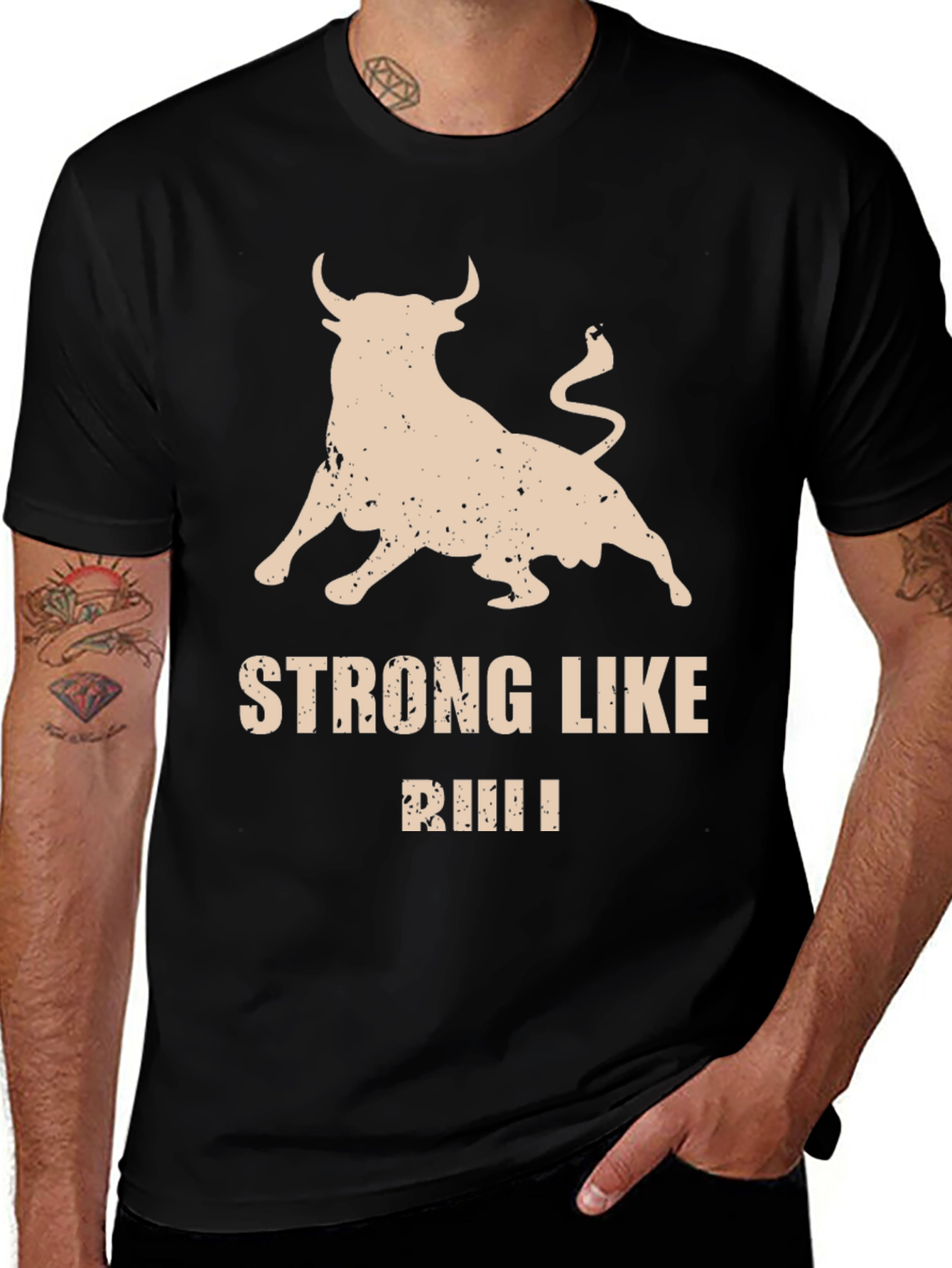 Variant 22 of Strong Like Bull T-Shirt - Distressed Graphic Tee