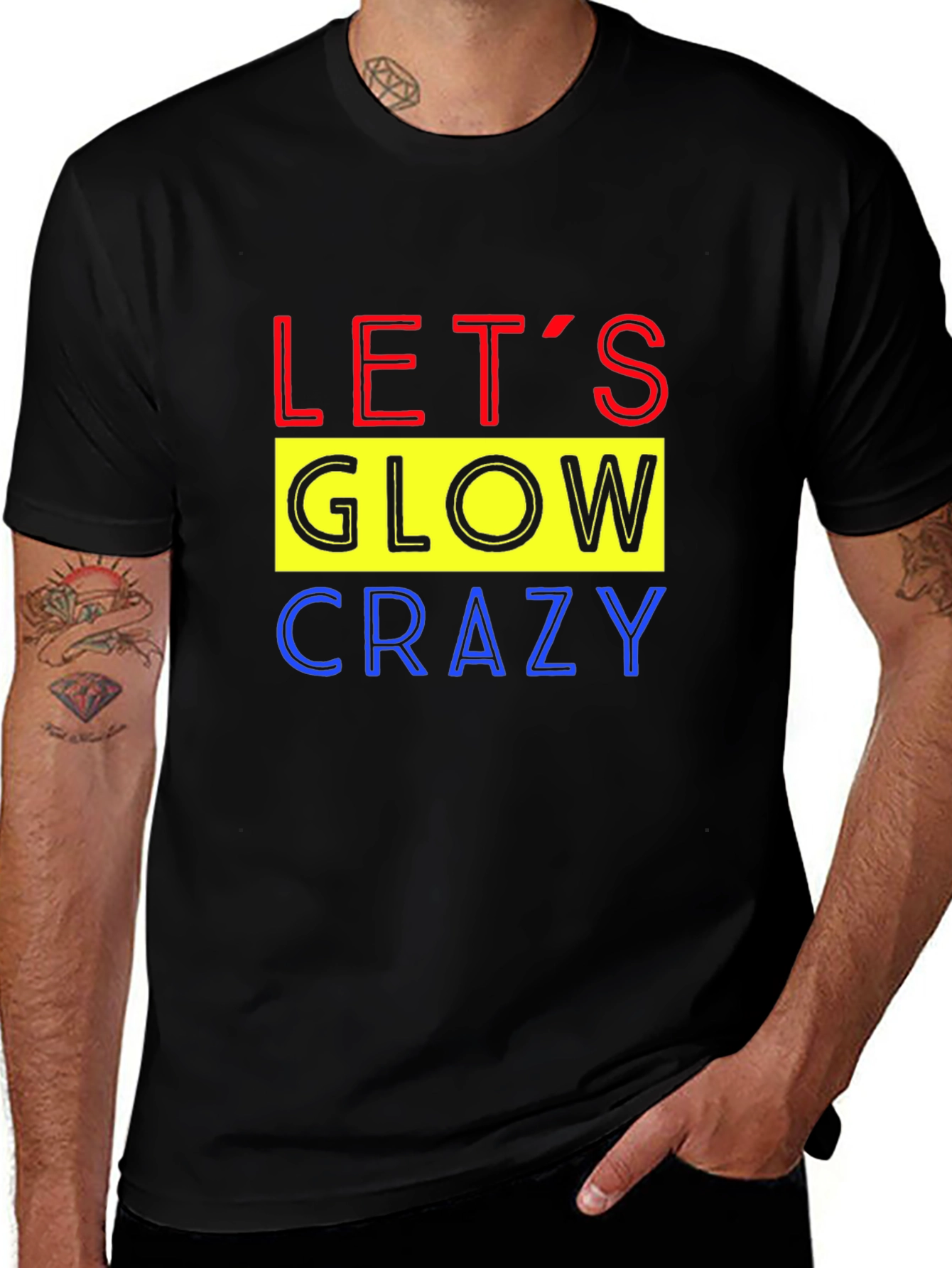 Variant 13 of Let's Glow Crazy Graphic Tee - Black
