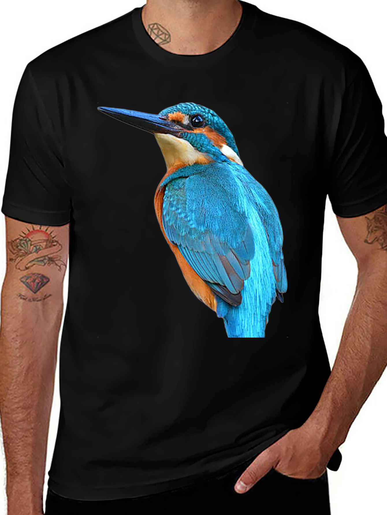 Variant 27 of Kingfisher Bird Graphic Black T-Shirt