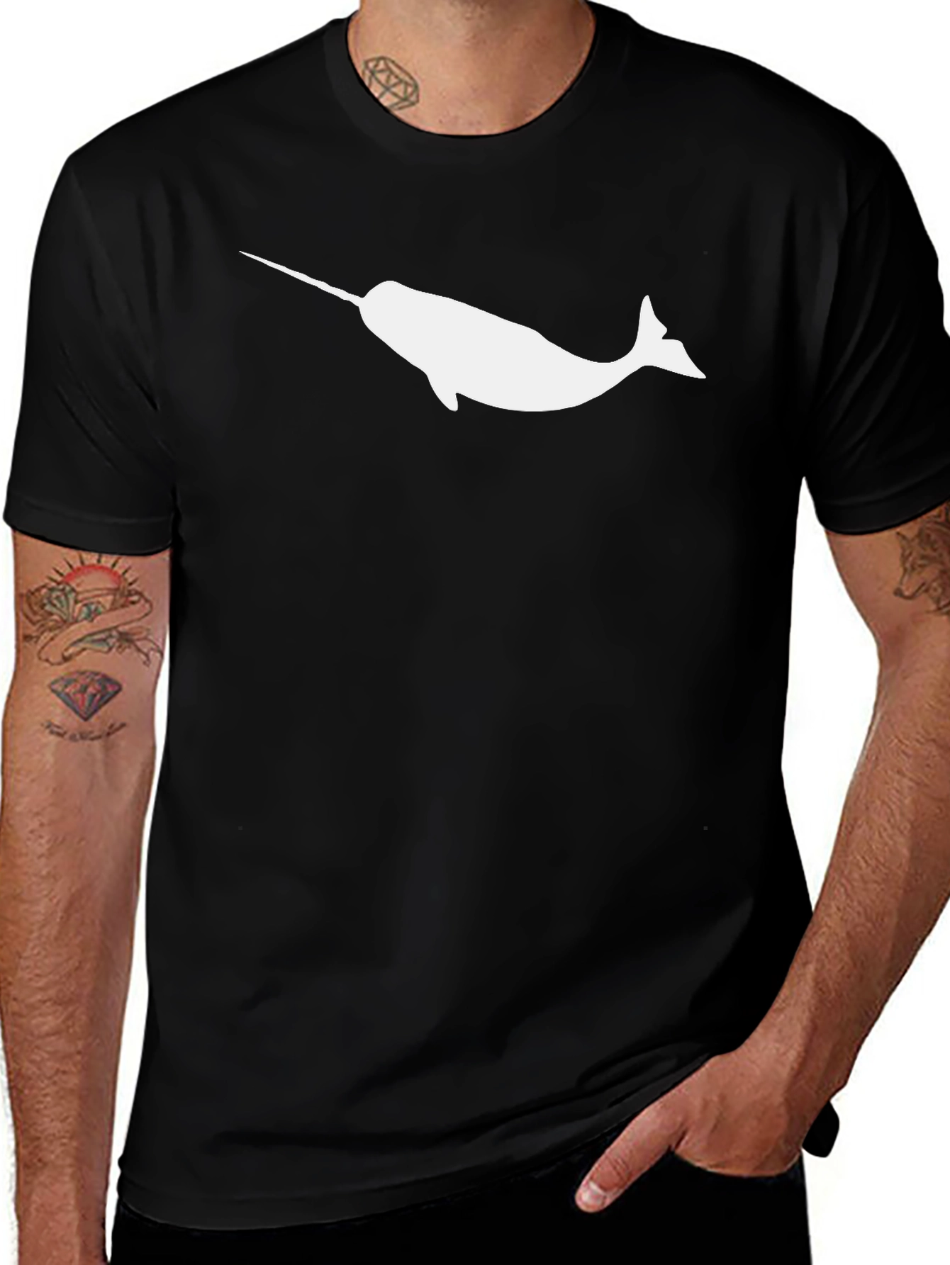 Variant 29 of Narwhal Graphic Tee - Black Cotton Comfort