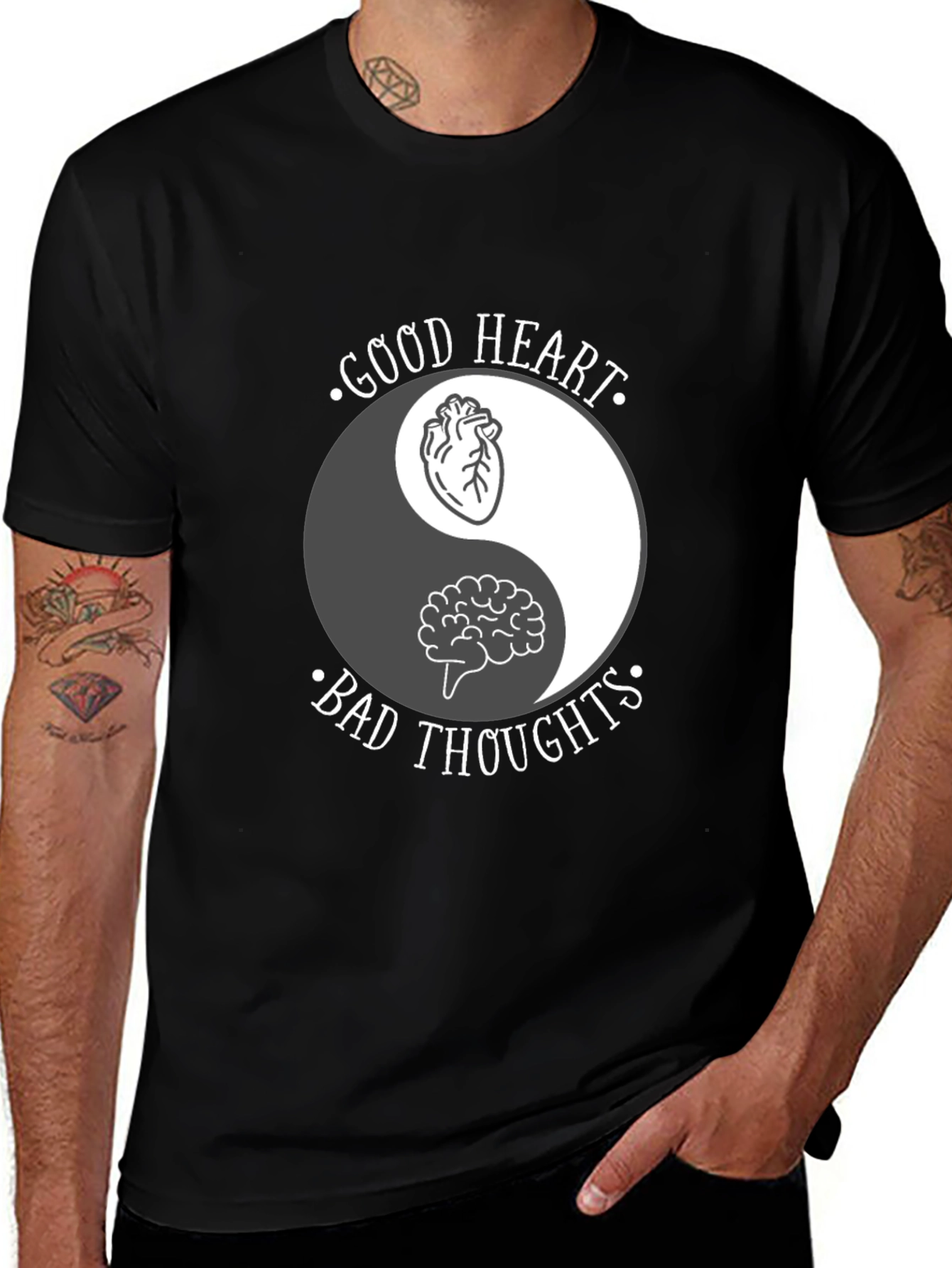 Good Heart Bad Thoughts Yin Yang Graphic Tee