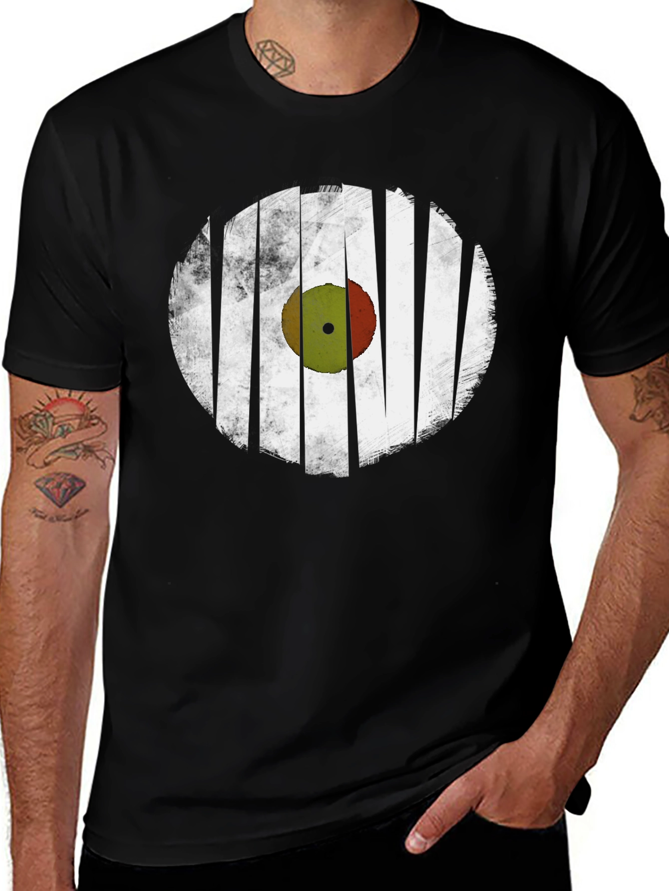 Variant 18 of Retro Vinyl Record Graphic T-Shirt - Black