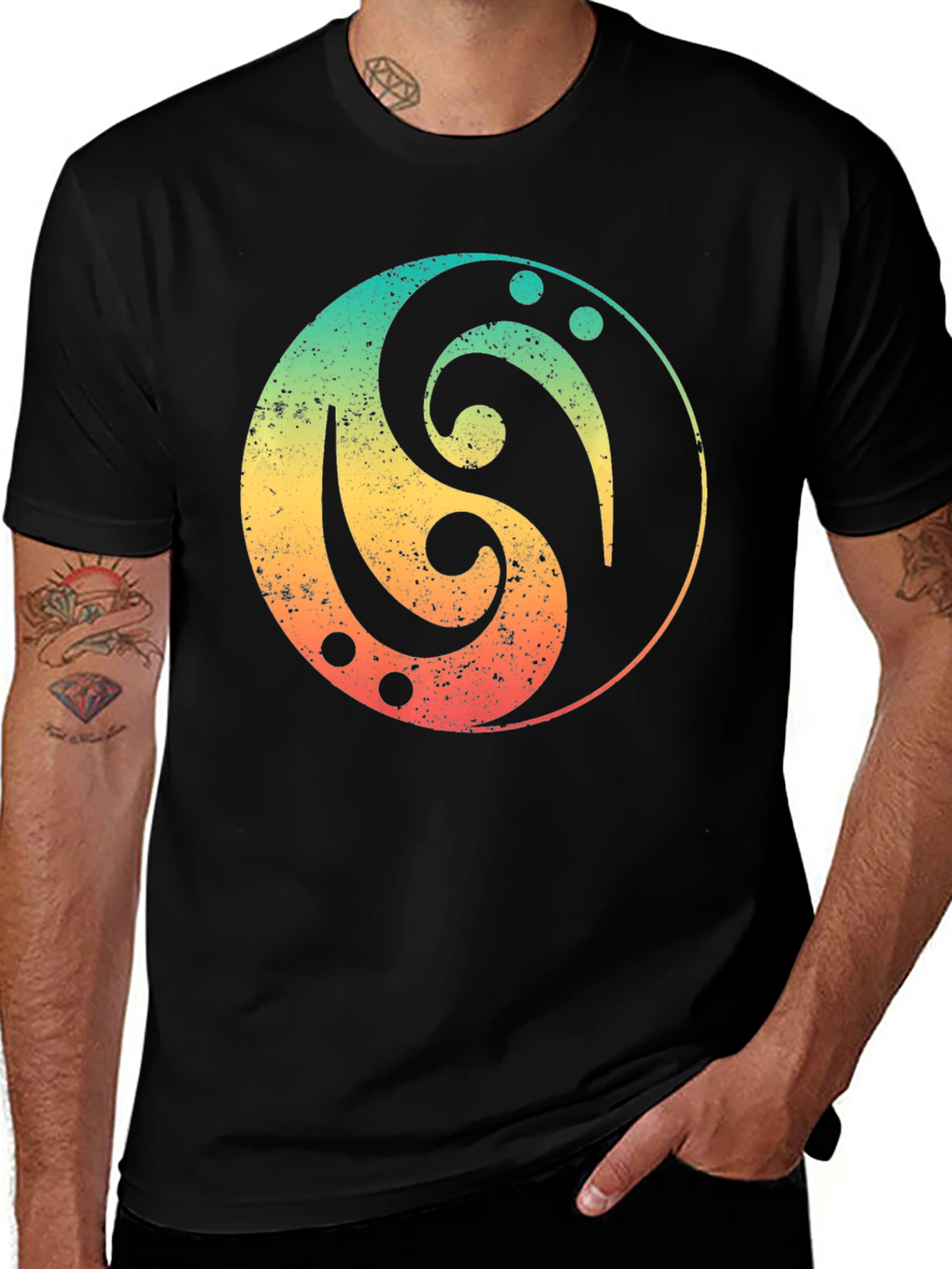 Variant 17 of Bass Clef Yin Yang Tee