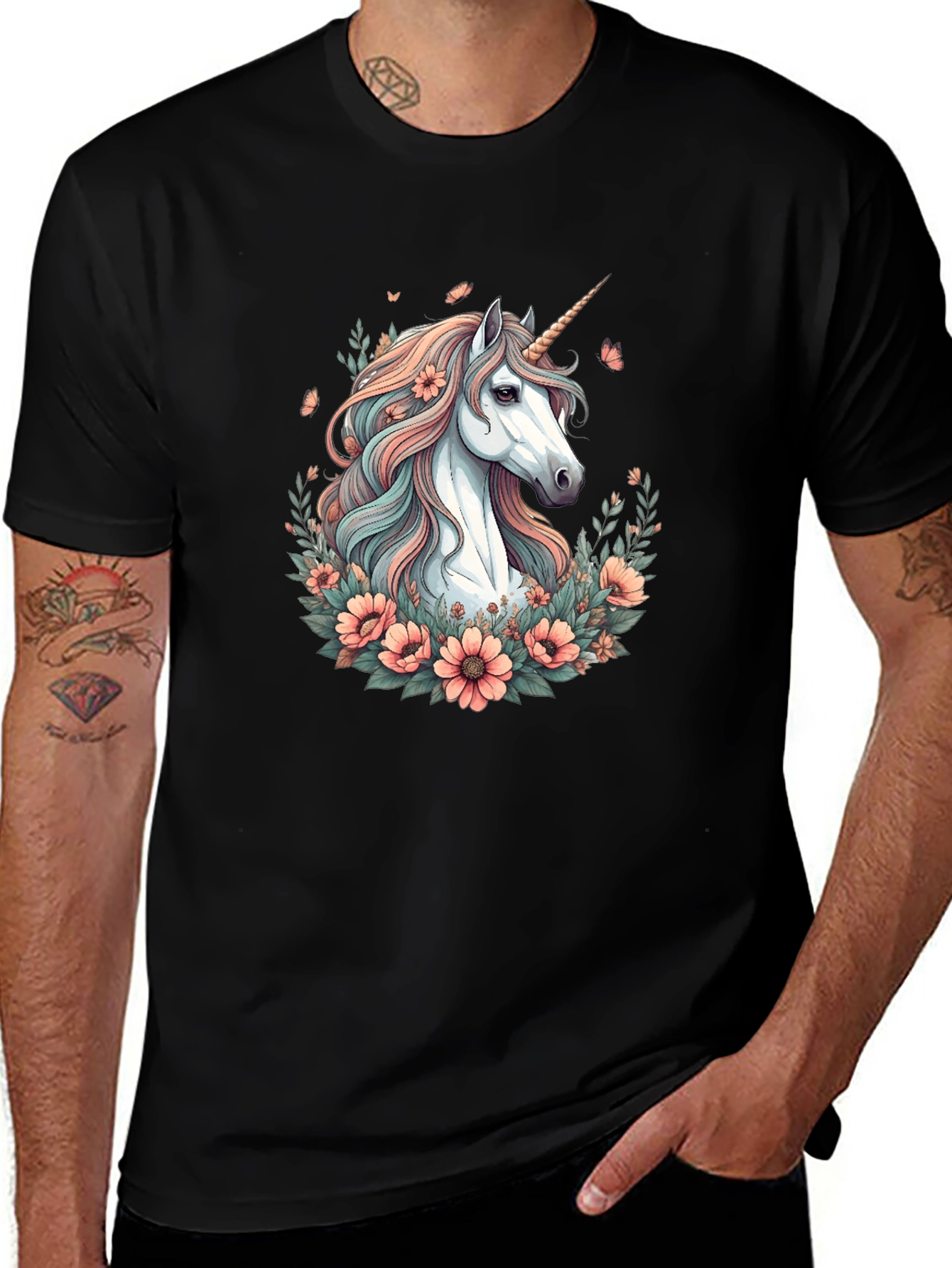 Variant 24 of Unicorn Floral Graphic Tee