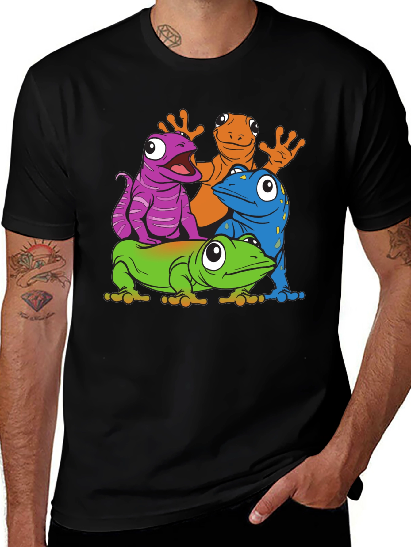 Variant 19 of Colorful Gecko Graphic T-Shirt - Fun Reptile Tee