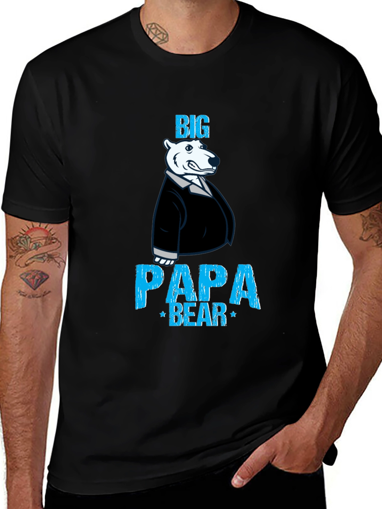 Variant 23 of Big Papa Bear Graphic Tee - Men's Black T-Shirt