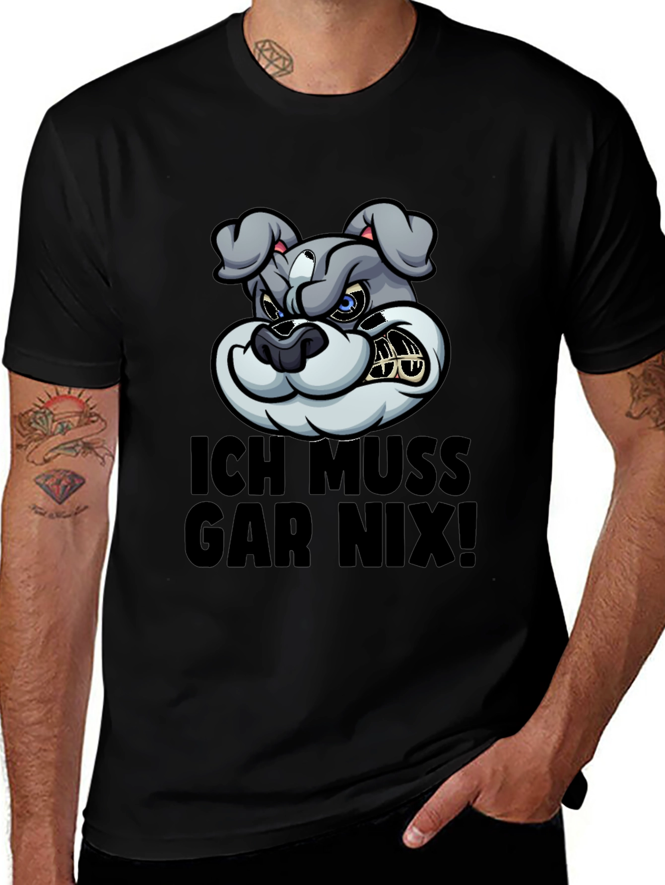 Variant 2 of Funny Bulldog Graphic Tee - Ich Muss Gar Nix T-Shirt